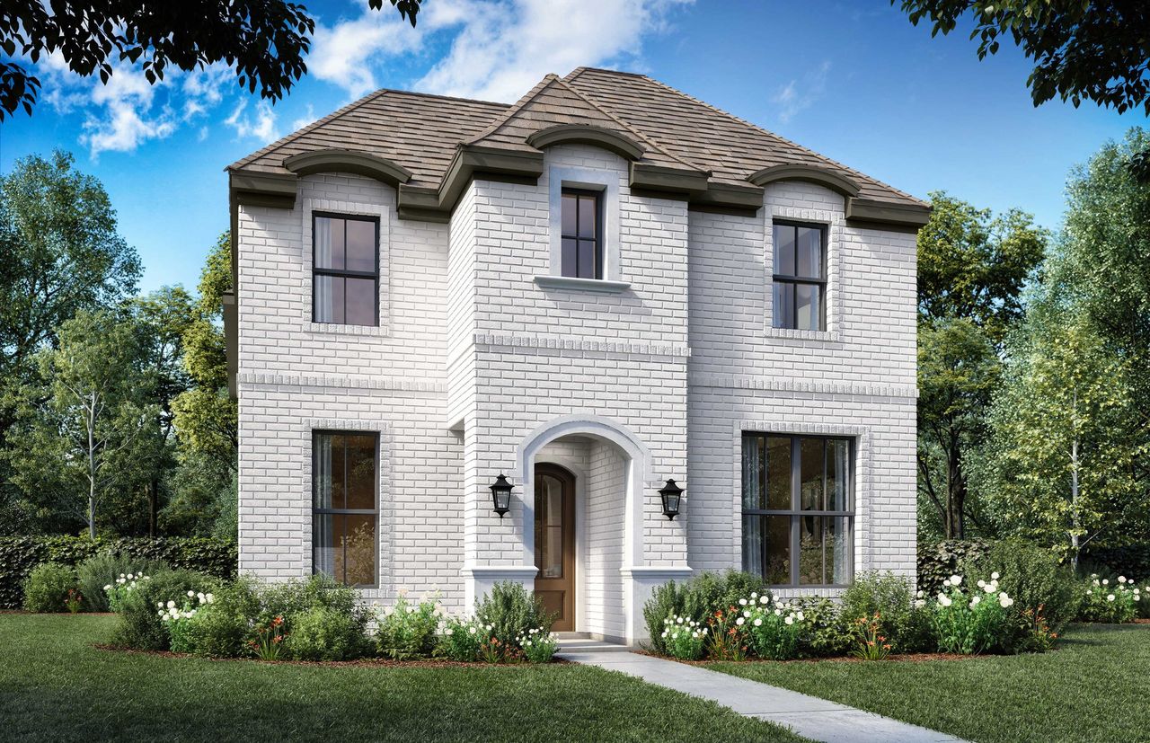 Representative exterior photo of a completed home built from the Danbury - 3104F by Shaddock Homes in Fields - 40' Lots, Frisco, TX (Image 2). Representative exterior photo of a completed home built from the Danbury - 3104F by Shaddock Homes in Fields - 40' Lots, Frisco, TX (Image 2).