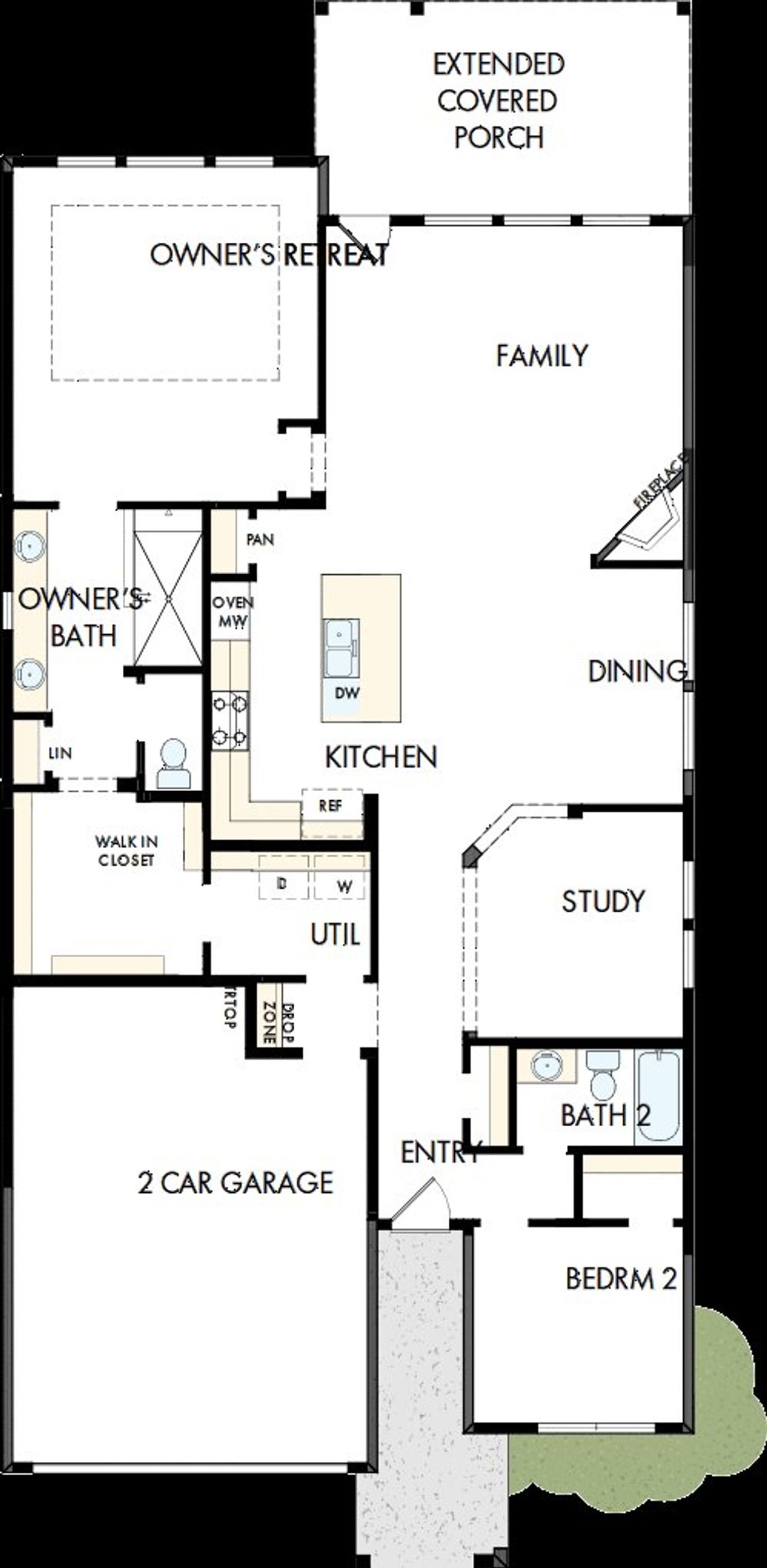 2D floor plan layout of this home in Encore at Chatham Park – Classic Series, Pittsboro, NC (Image 2).