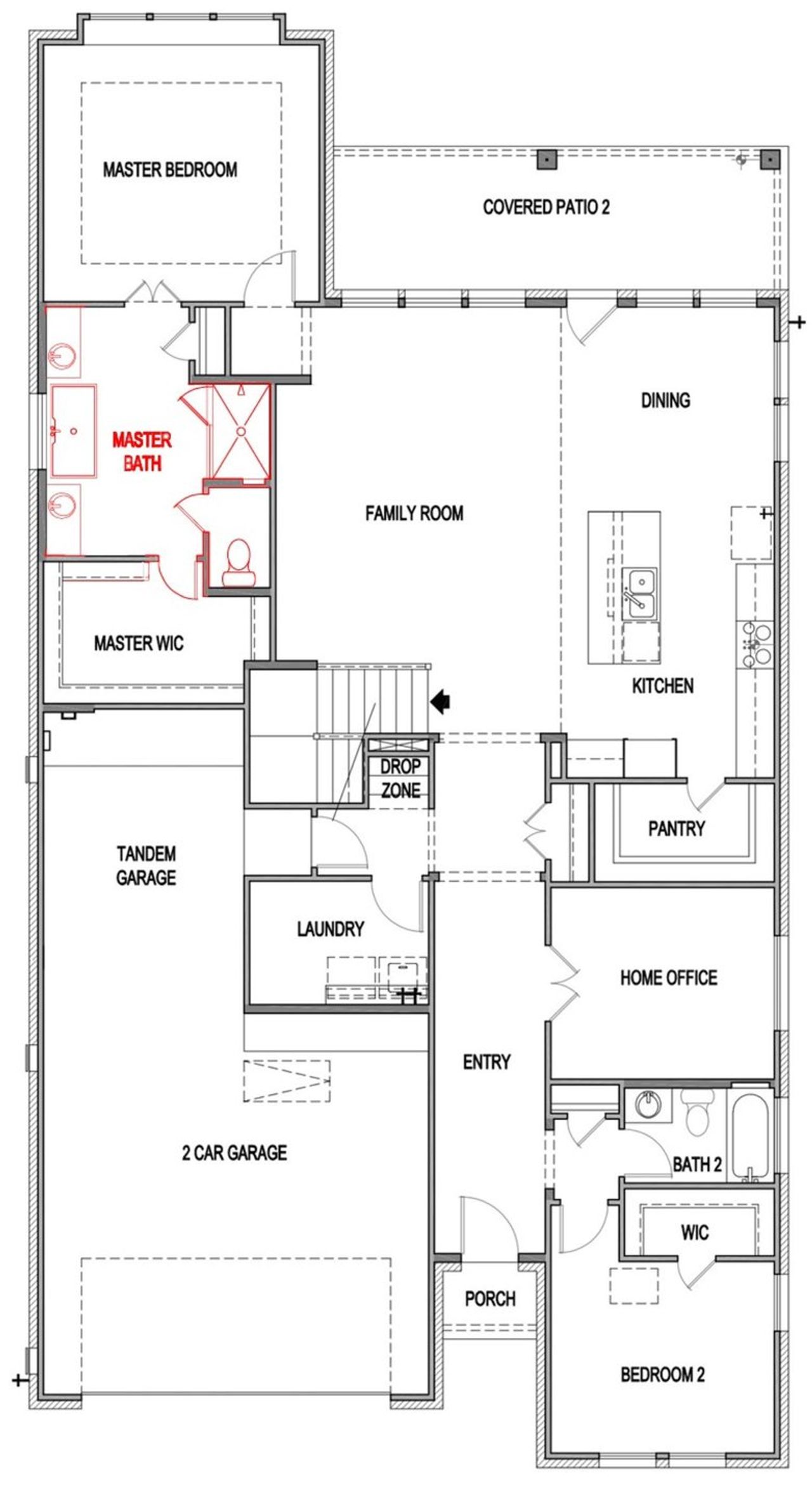 2D floor plan layout of this home in The Crossvine, Schertz, TX (Image 2).