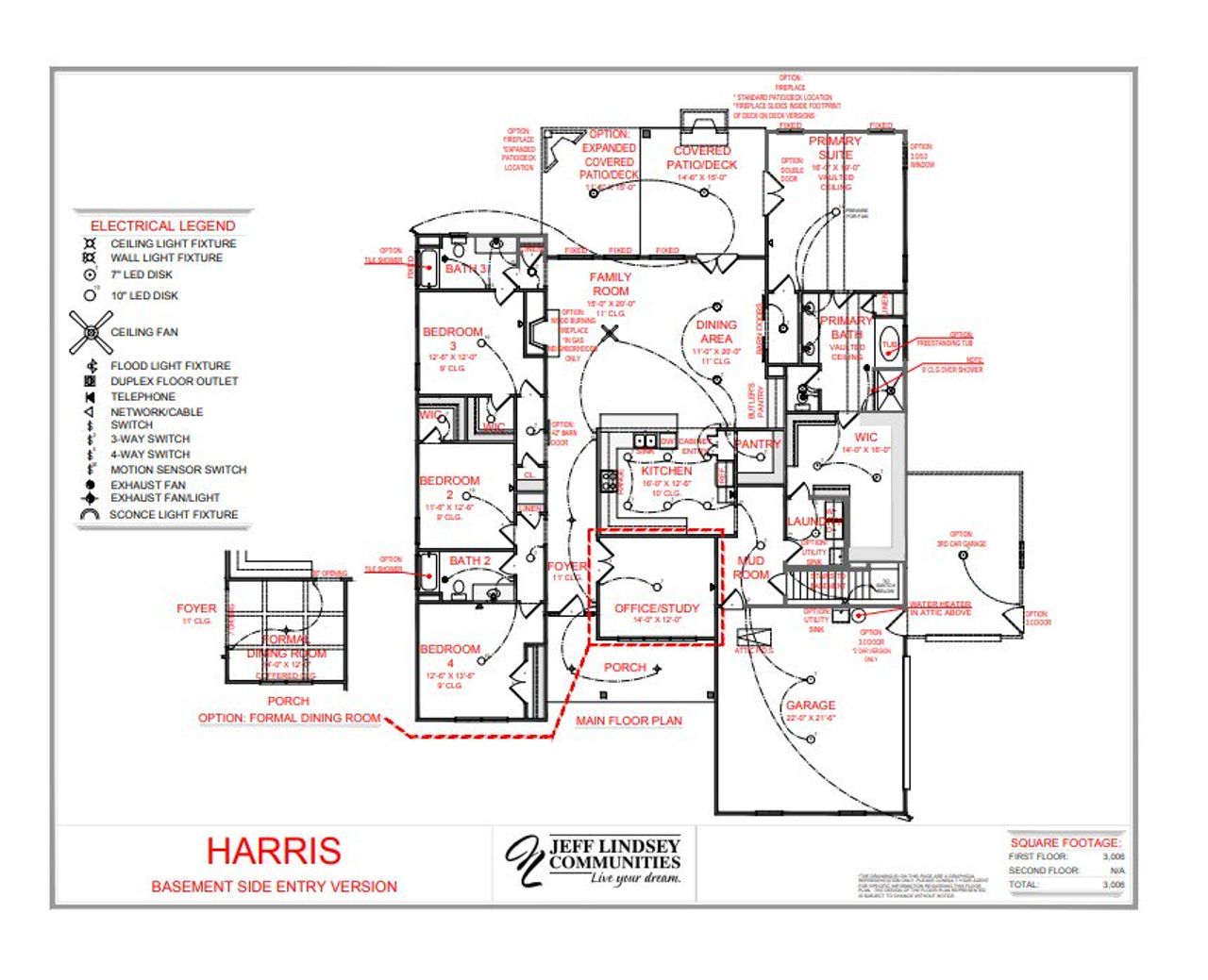 2D floor plan layout for the Harris F by Jeff Lindsey Communities in Bernhard Farms, Fayetteville, GA (Image 2).
