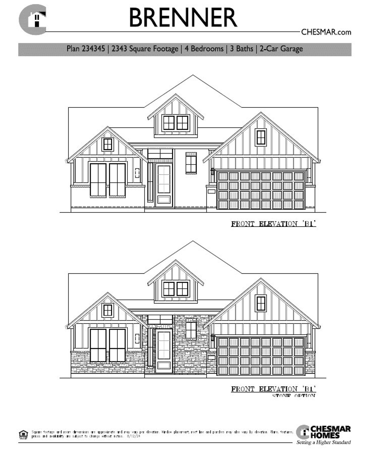 Representative rendering of the exterior for the Brenner by Chesmar Homes (Image 2).