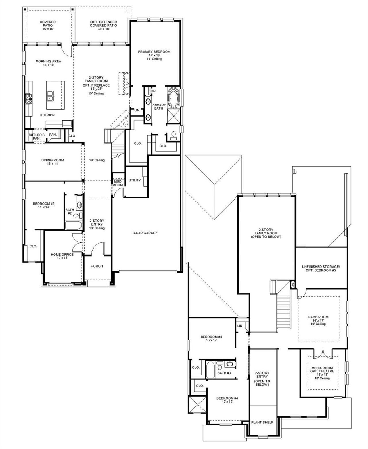2D floor plan layout of this home in Sienna, Missouri City, TX (Image 2).