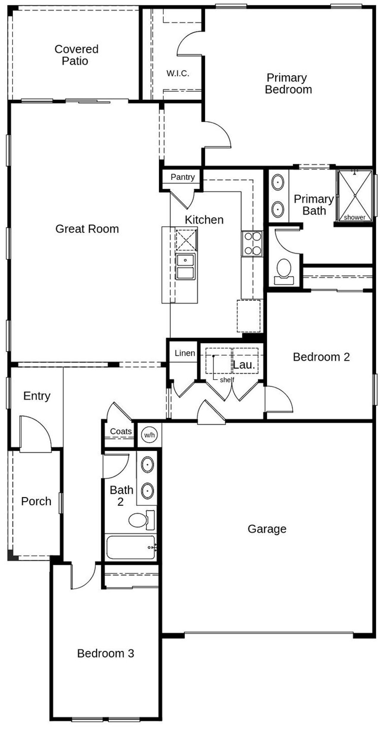 2D floor plan layout of this home in Bella Camino Traditions, San Tan Valley, AZ (Image 2).