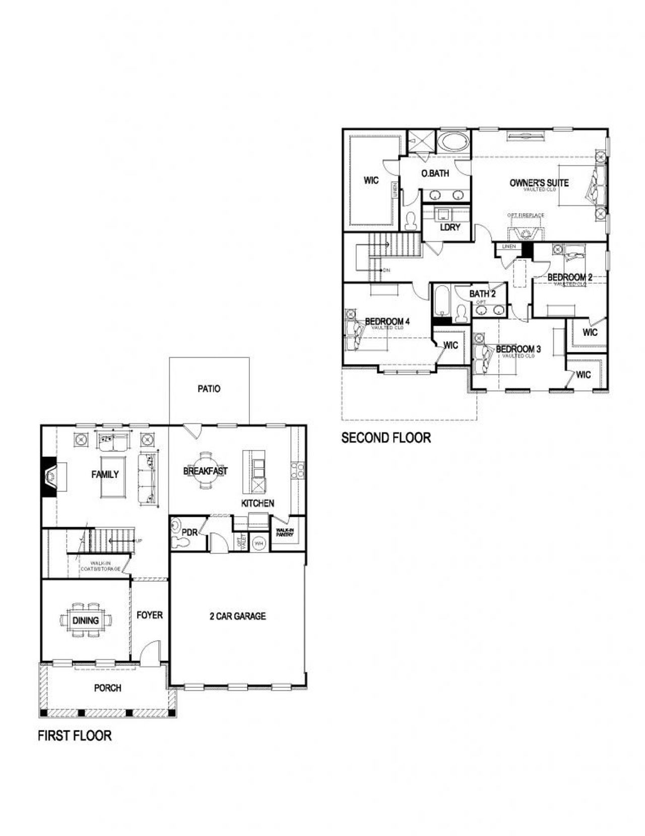 2D floor plan layout for the Clifton by Rockhaven Homes in Whisper Creek, Atlanta, GA (Image 2).