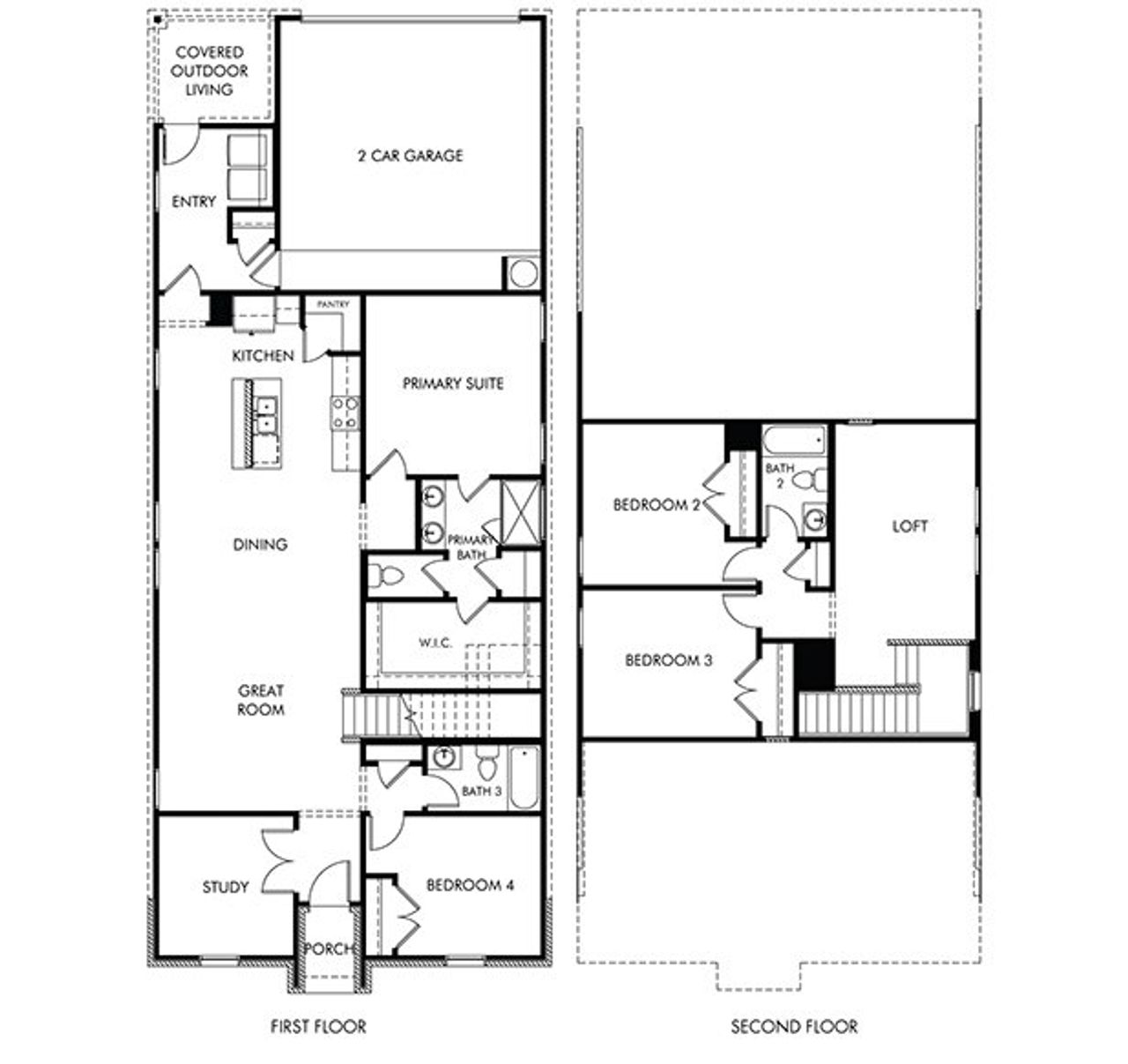 2D floor plan layout of this home in Flora, Hutto, TX (Image 2).