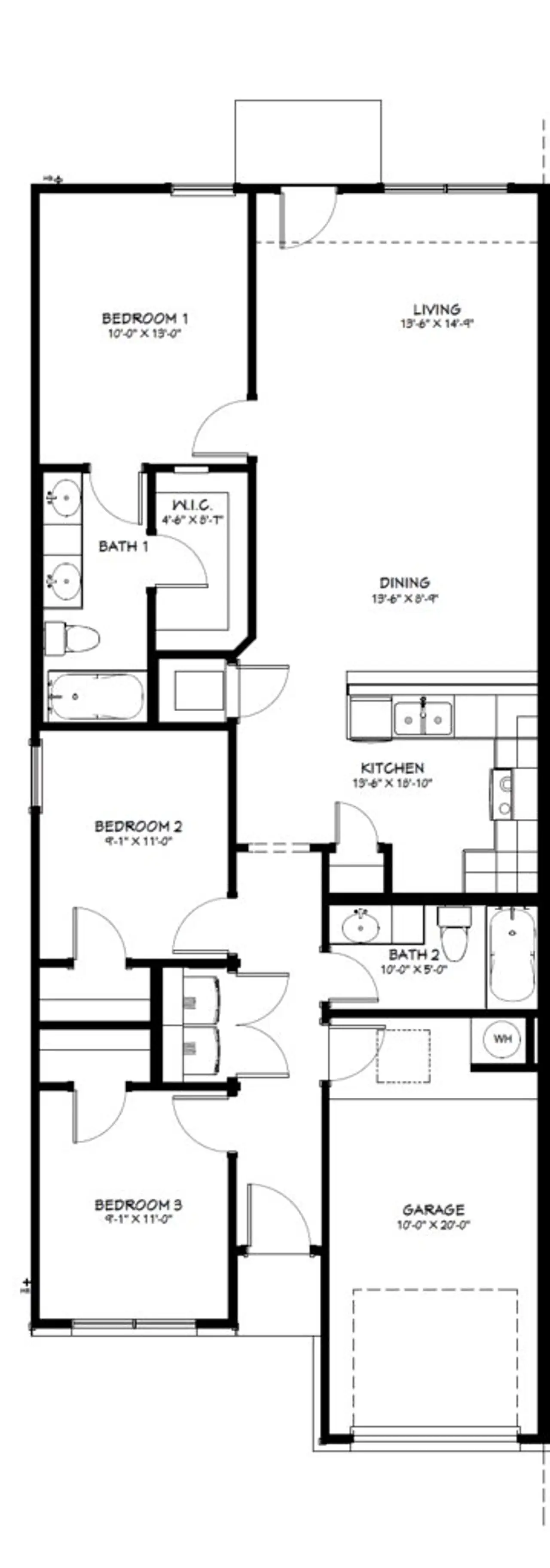 2D floor plan layout of this home in The Valley at Great Hills Duplexes, Copperas Cove, TX (Image 2).