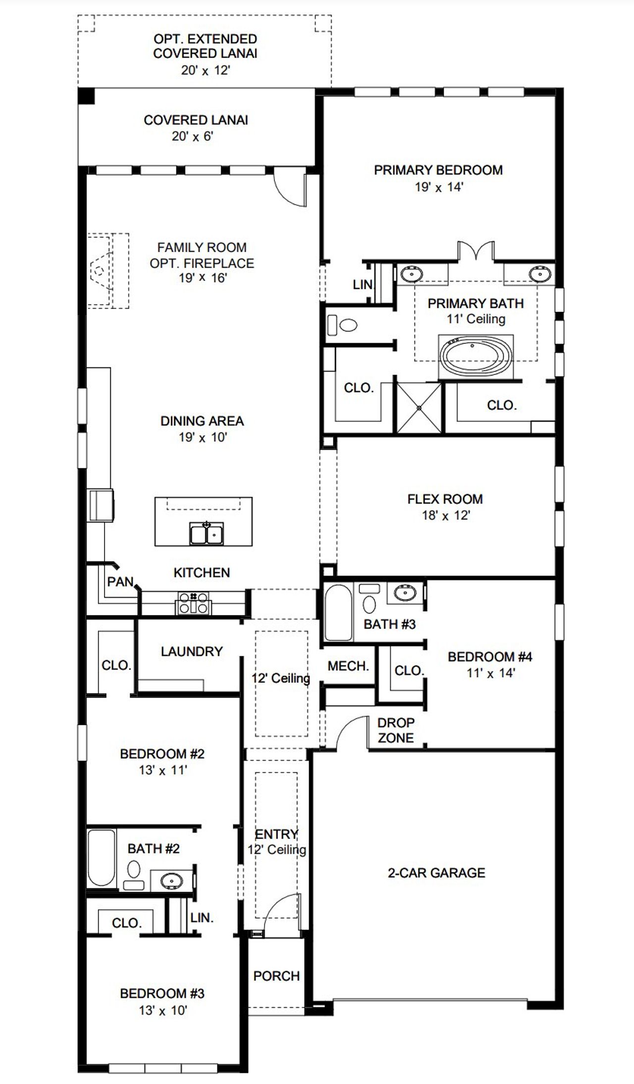 2D floor plan layout of this home in Mandarin Grove, Palmetto, FL (Image 2).