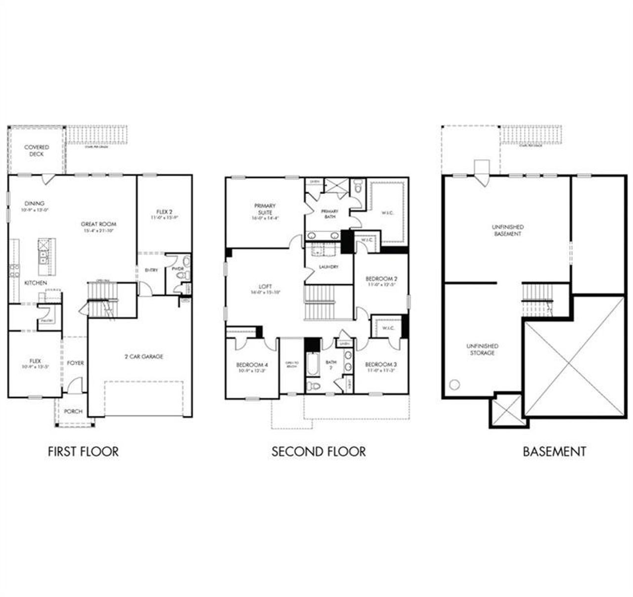 2D floor plan layout of this home in Preserve at Mountain Creek, Pendergrass, GA (Image 2).