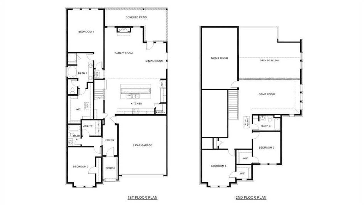 2D floor plan layout of this home in The Landing at Hidden Lakes, McKinney, TX (Image 2).
