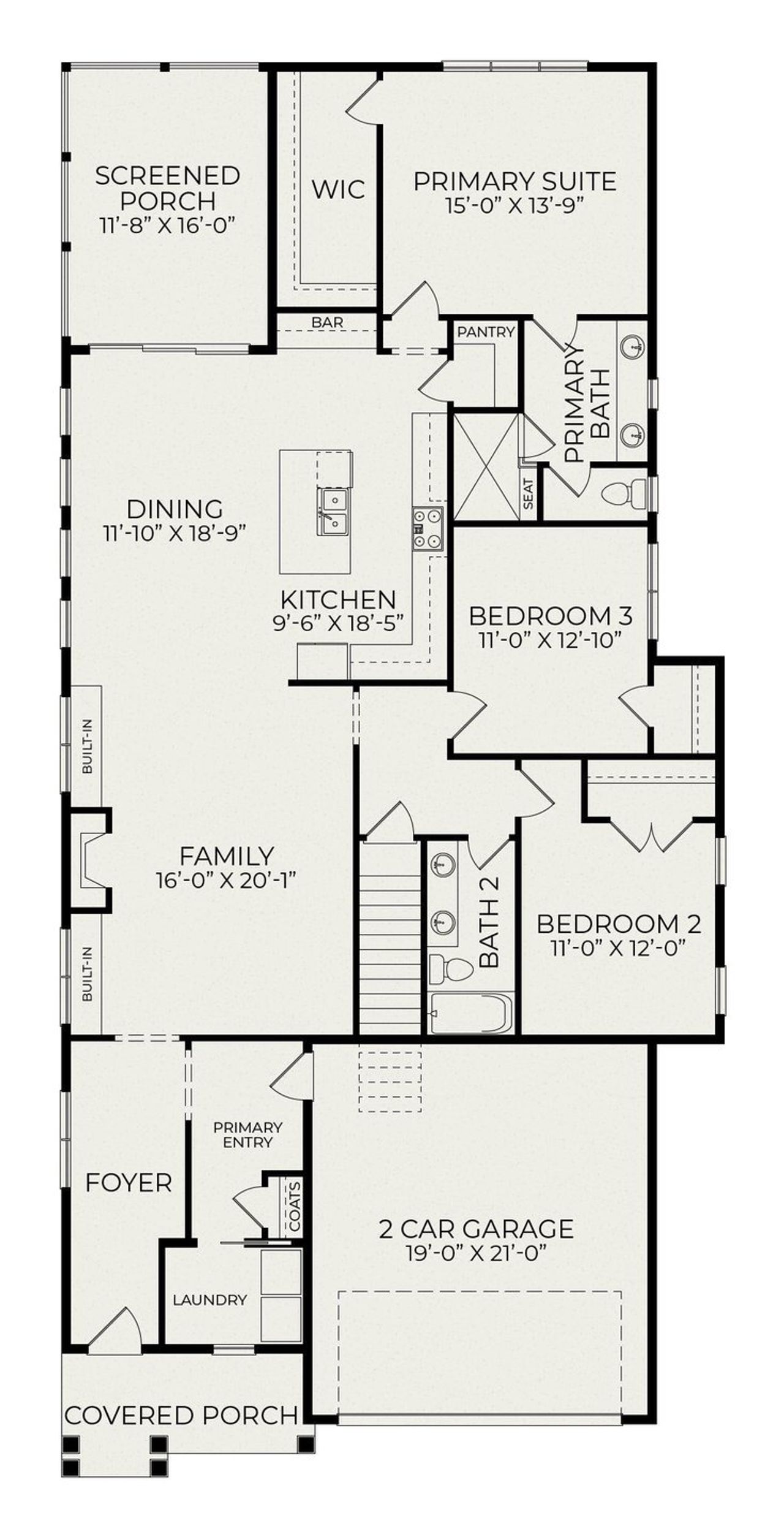 2D floor plan layout of this home in Stillwater Harbour, New Bern, NC (Image 2).