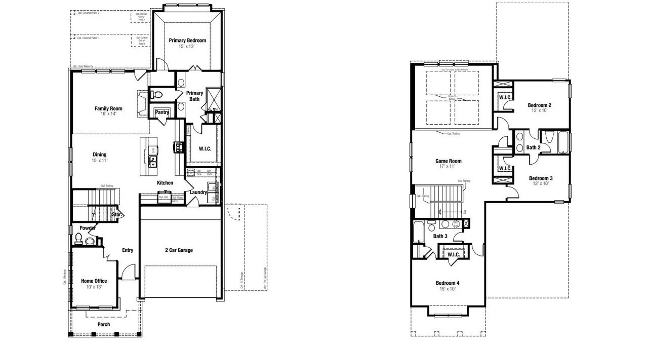 2D floor plan layout of this home in East View Farms, Georgetown, TX (Image 2).