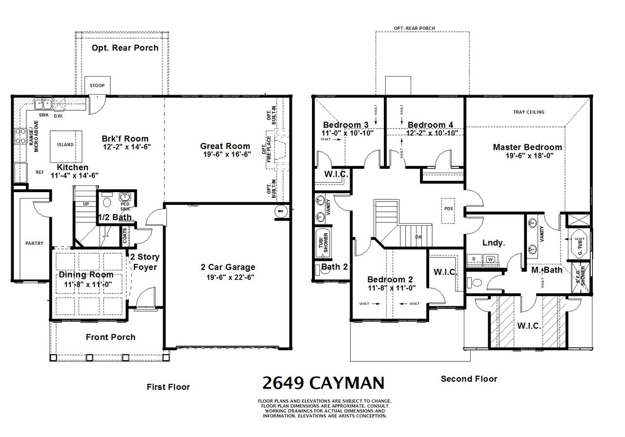 2D floor plan layout for the Cayman by Designer Homes of Georgia in Austin Heights, North Augusta, SC (Image 2).
