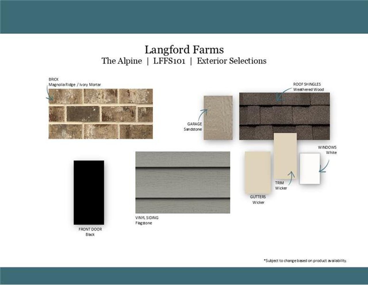 Sample of building materials used in homes in Langford Farms, Gallatin (Image 2).