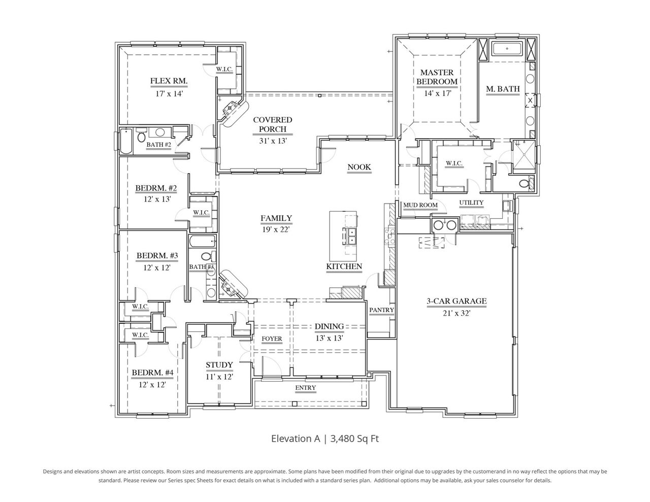 2D floor plan layout for the Cody by Our Country Homes in Enchanted Creek, Lucas, TX (Image 2).