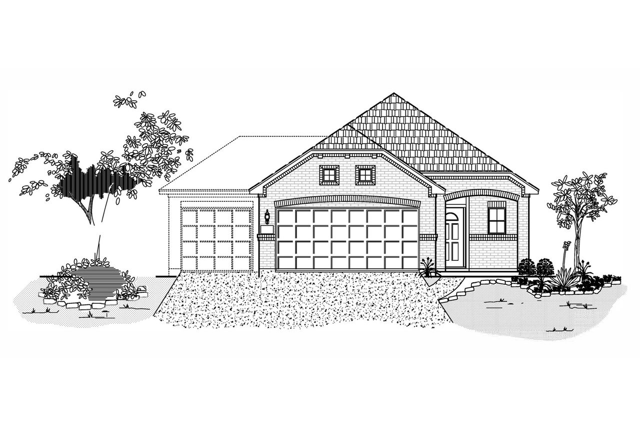 Representative exterior photo of a completed home built from the 1784 by Cyrene Homes in Cobblestone, Texas City, TX (Image 2). Representative exterior photo of a completed home built from the 1784 by Cyrene Homes in Cobblestone, Texas City, TX (Image 2).