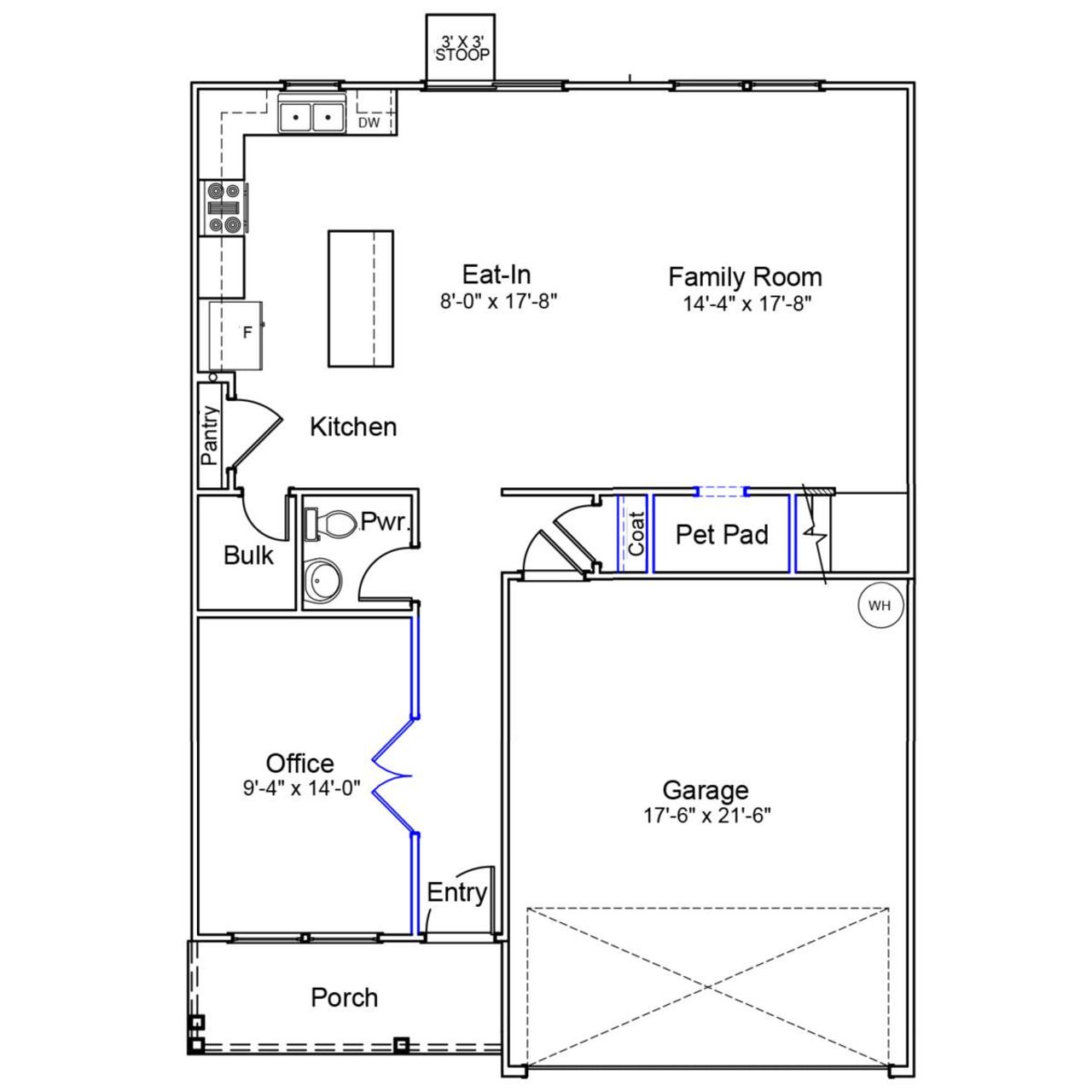 2D floor plan layout of this home in Cambridge Reserve, Angier, NC (Image 2).
