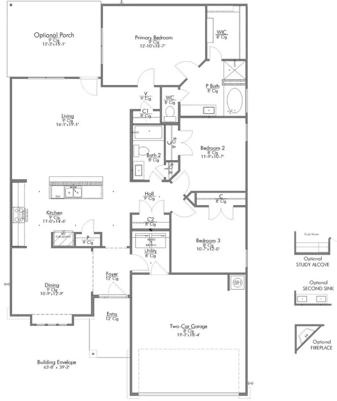 2D floor plan layout for the S-1613 by Stylecraft Builders in Ladera Creek, Conroe, TX (Image 2).