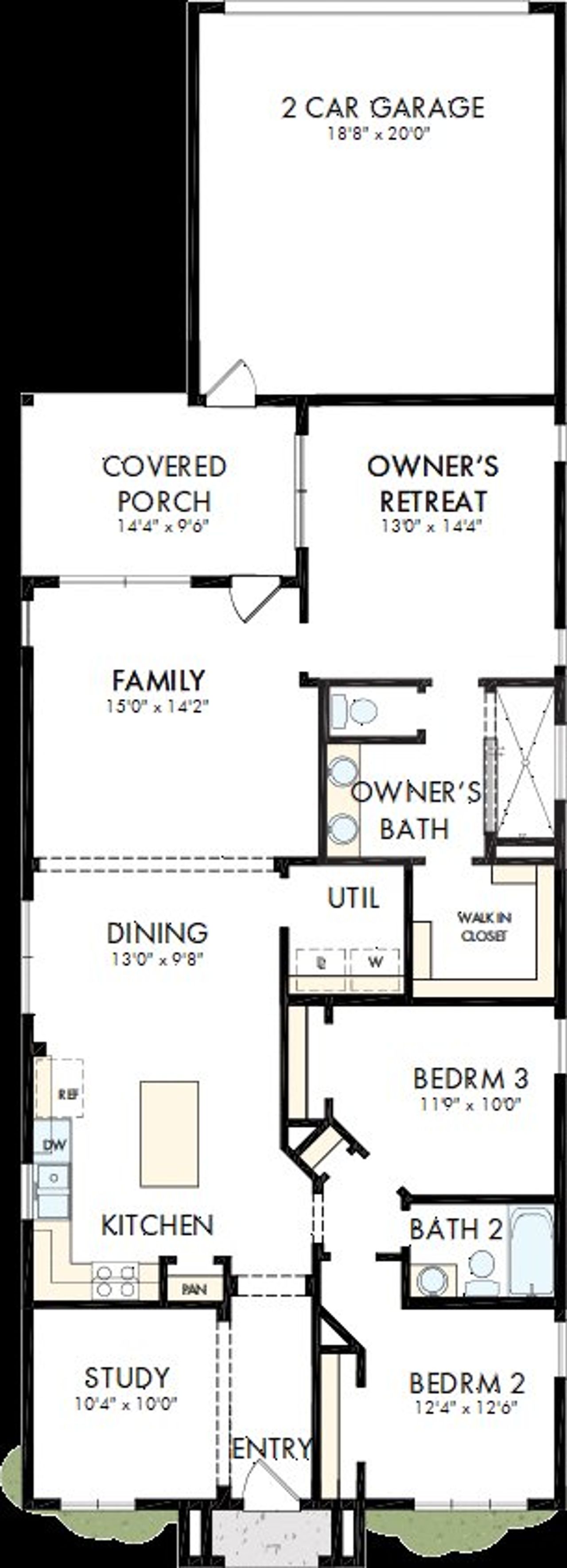 2D floor plan layout of this home in Two Step Farm - Landmark Row Collection, Montgomery, TX (Image 2).