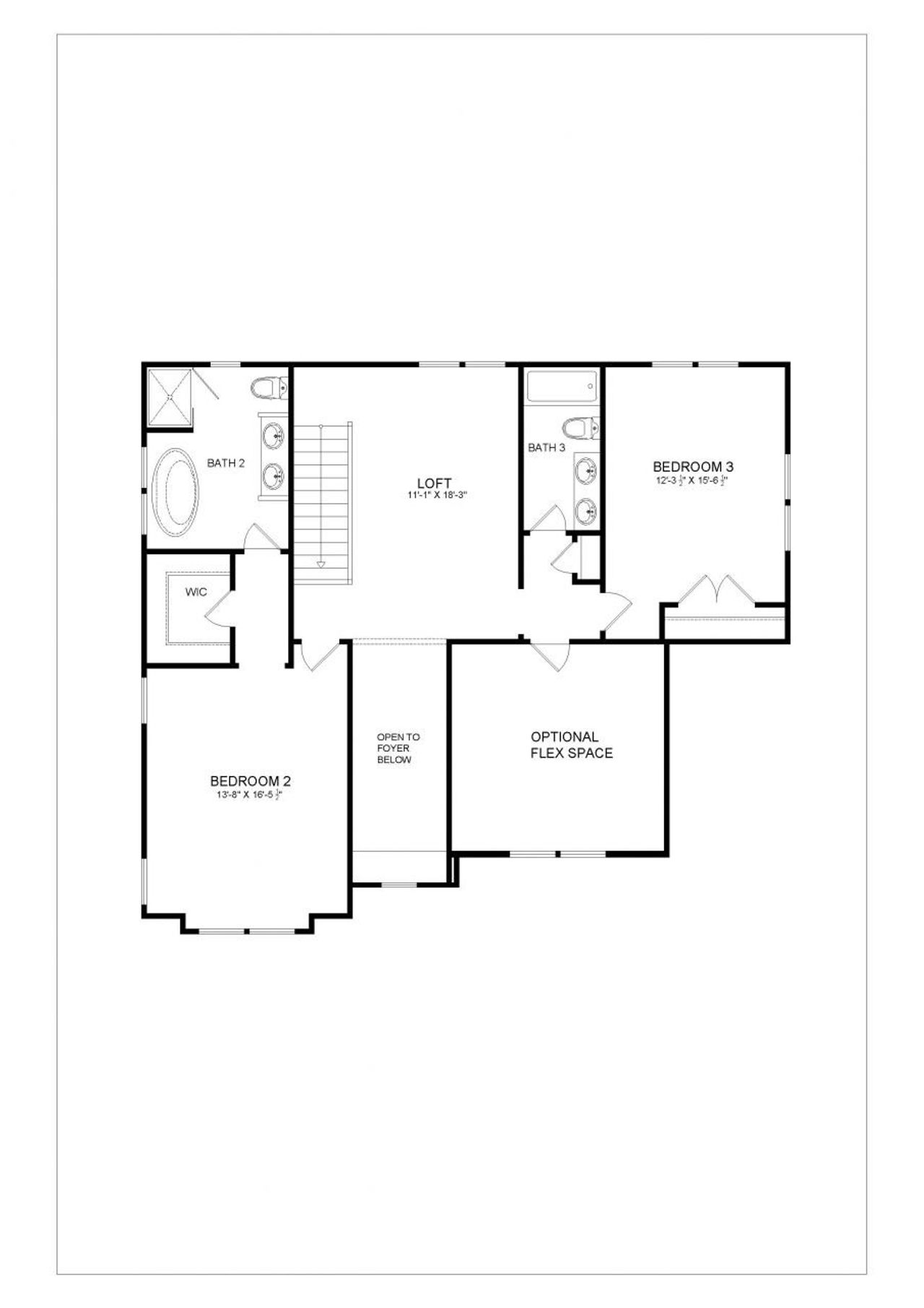 2D floor plan layout for the The Genesee by Avencia Homes in Riverwalk, Rock Hill, SC (Image 2).