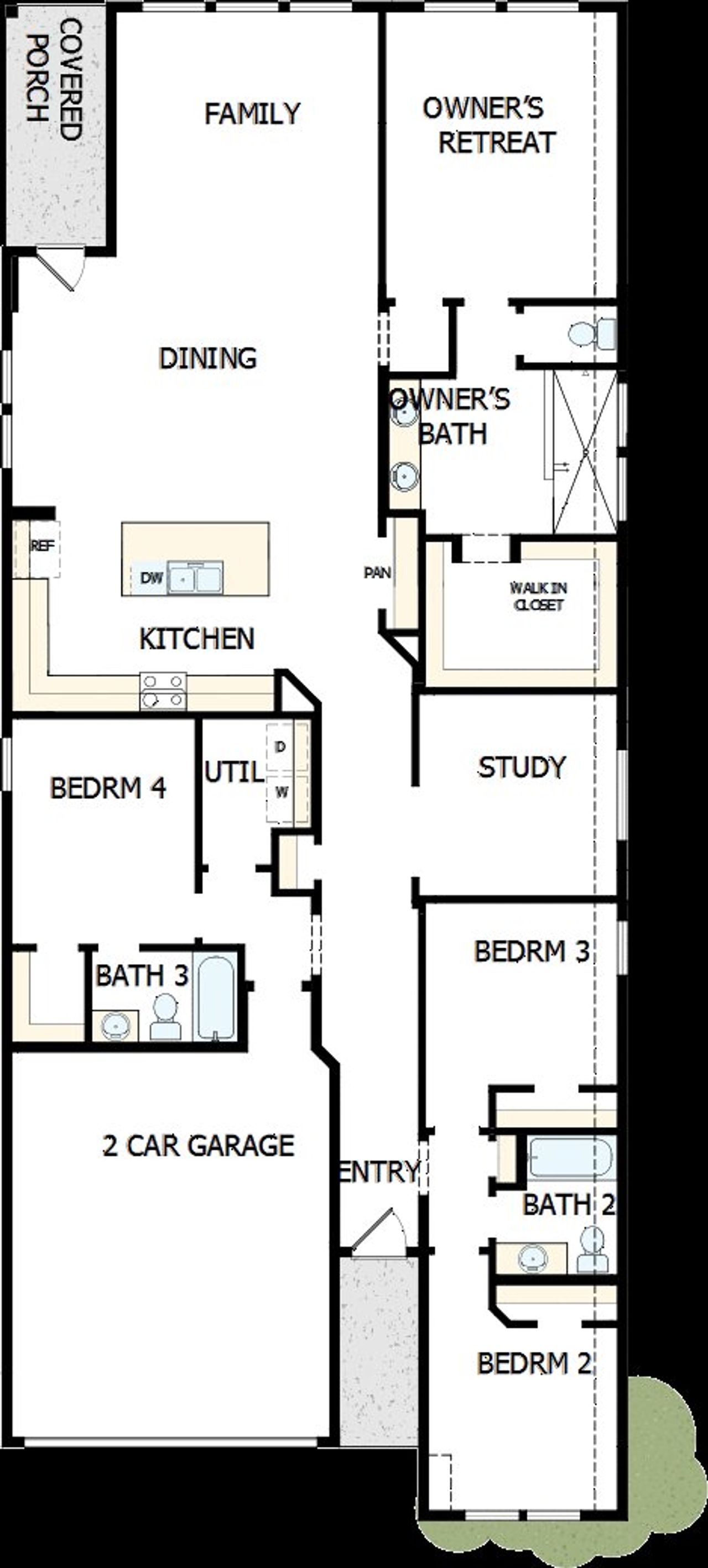 2D floor plan layout of this home in Mayfair - Select Classic Series, New Braunfels, TX (Image 2).