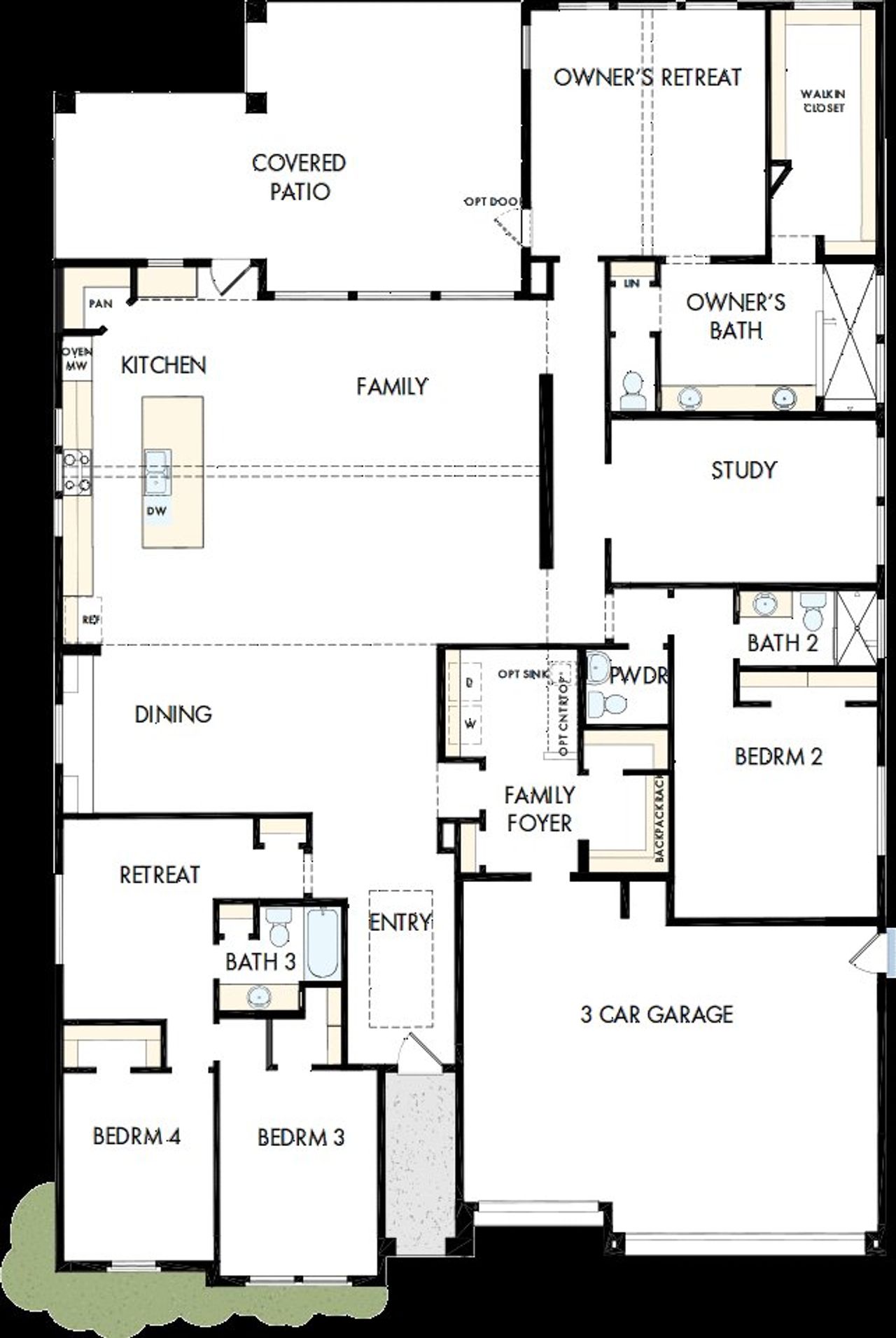 2D floor plan layout of this home in Sentiero at Windrose, Waddell, AZ (Image 2).