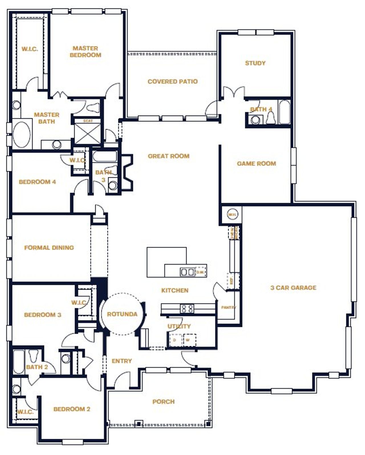 Malibu Floor Plan Layout in Belle Oaks, Bulverde | Sitterle Homes