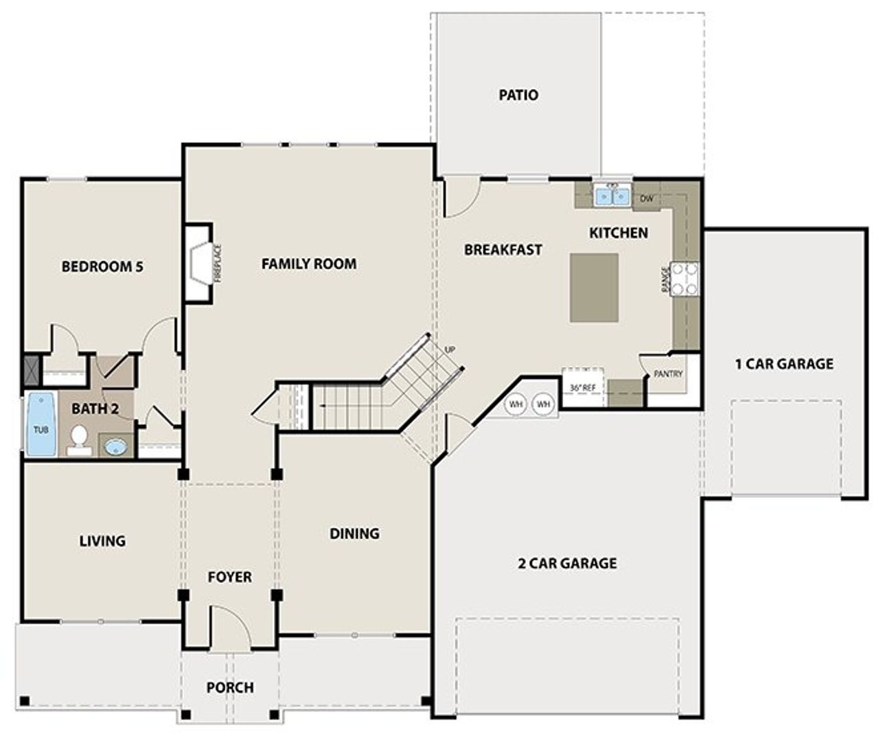 2D floor plan layout for the Northwyck 3-Car by Peachtree Building Group in Patillo Manor, Stockbridge, GA (Image 2).