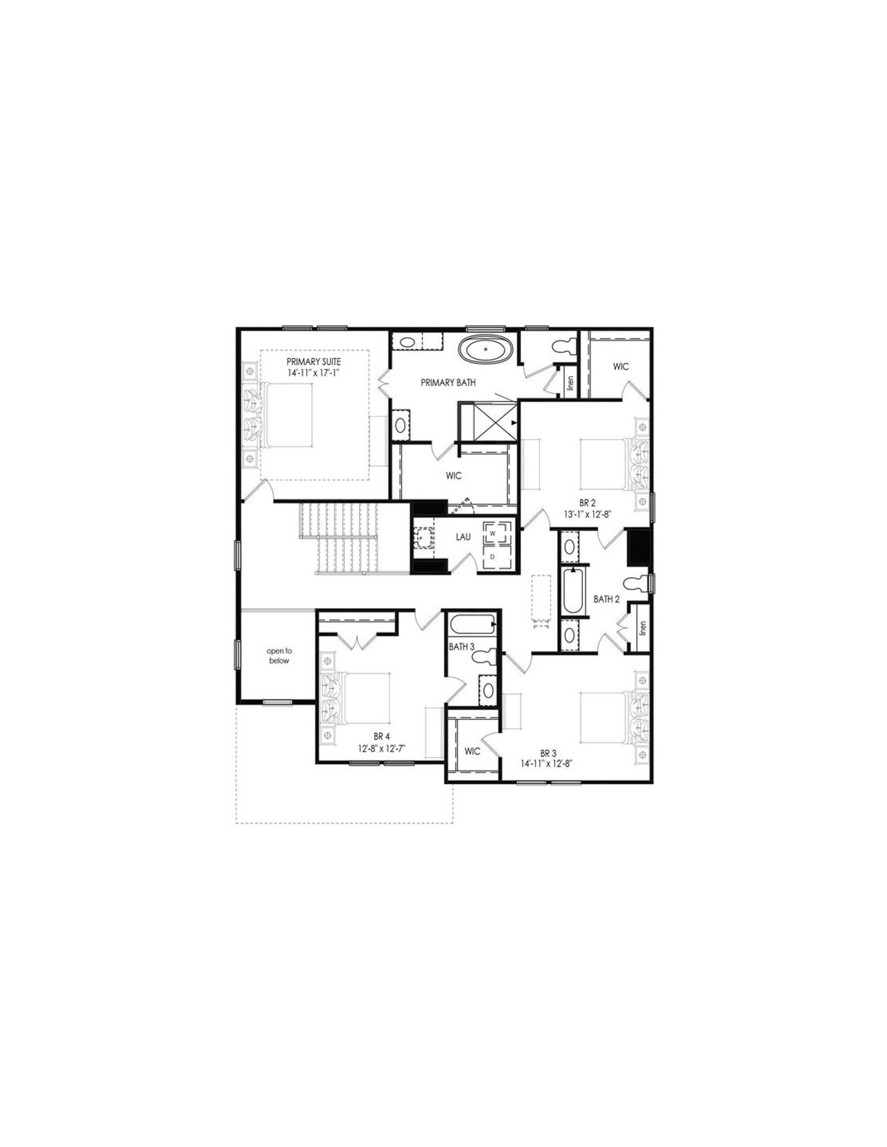 2D floor plan layout of this home in Ashbury Commons, Powder Springs, GA (Image 2).