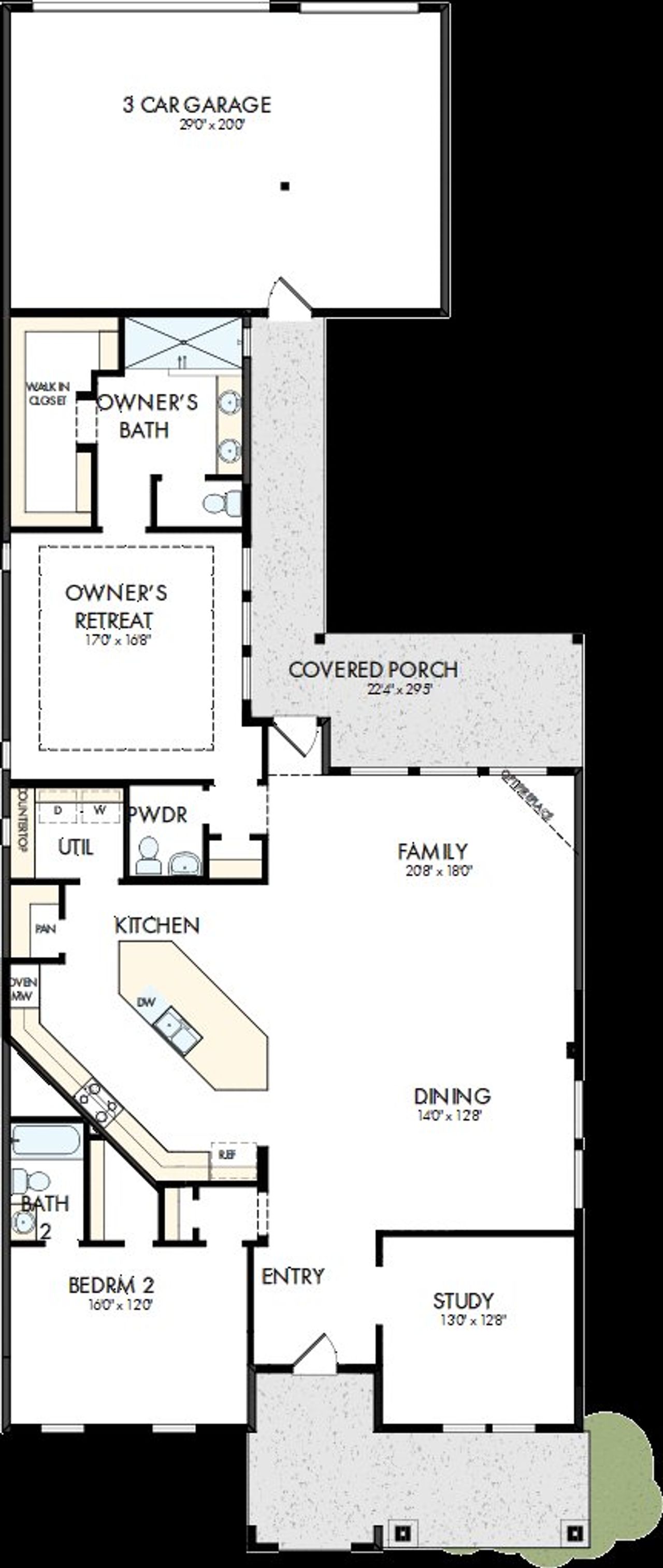 2D floor plan layout of this home in Elements at Viridian - Traditional Series, Arlington, TX (Image 2).