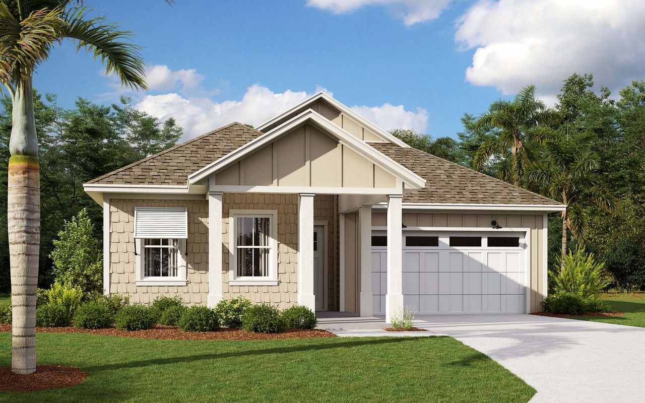 Representative exterior photo of a completed home built from the Azalea by Dream Finders Homes in Weslyn Park at Sunbridge (Craft Homes), St. Cloud, FL (Image 2).