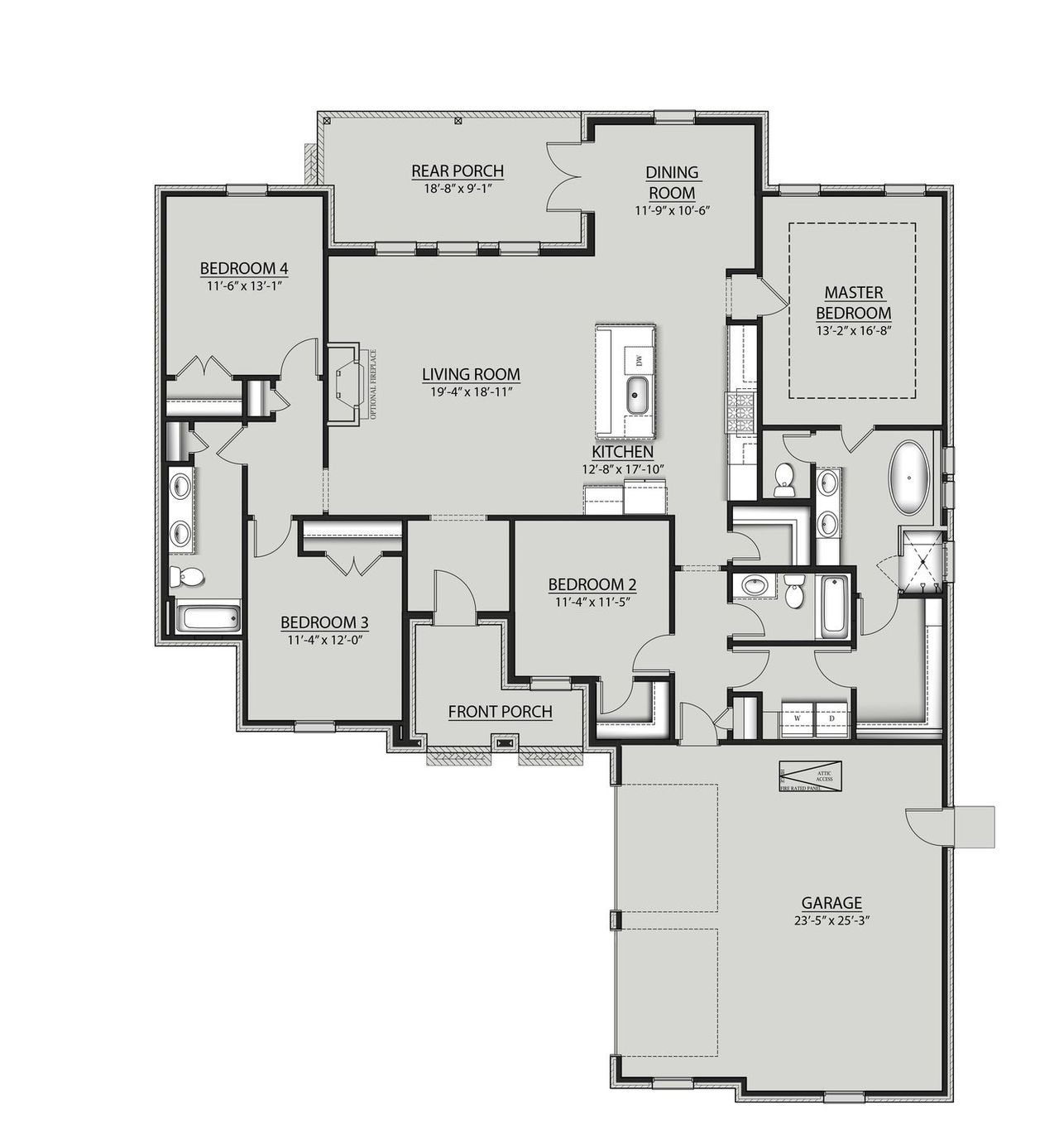 2D floor plan layout of this home in Steamboat Landing at Hammock Bay, Freeport, FL (Image 2).