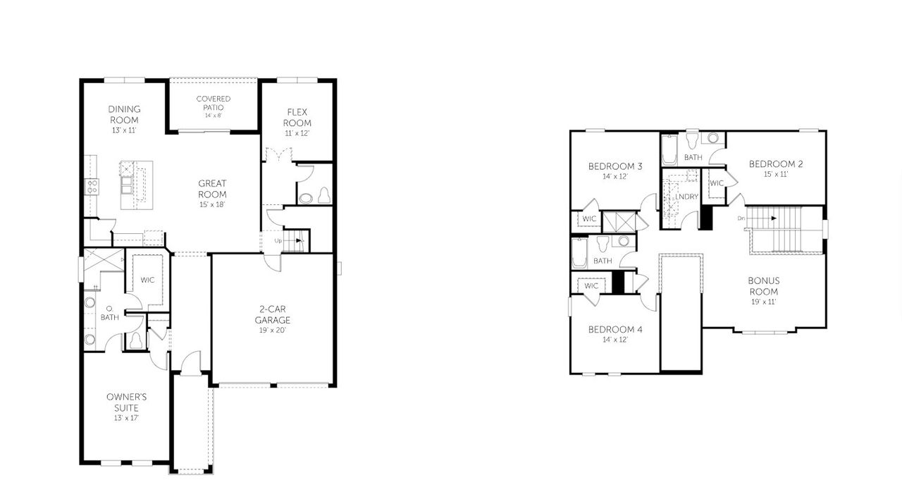 2D floor plan layout of this home in Serenade at Ovation, Winter Garden, FL (Image 2).