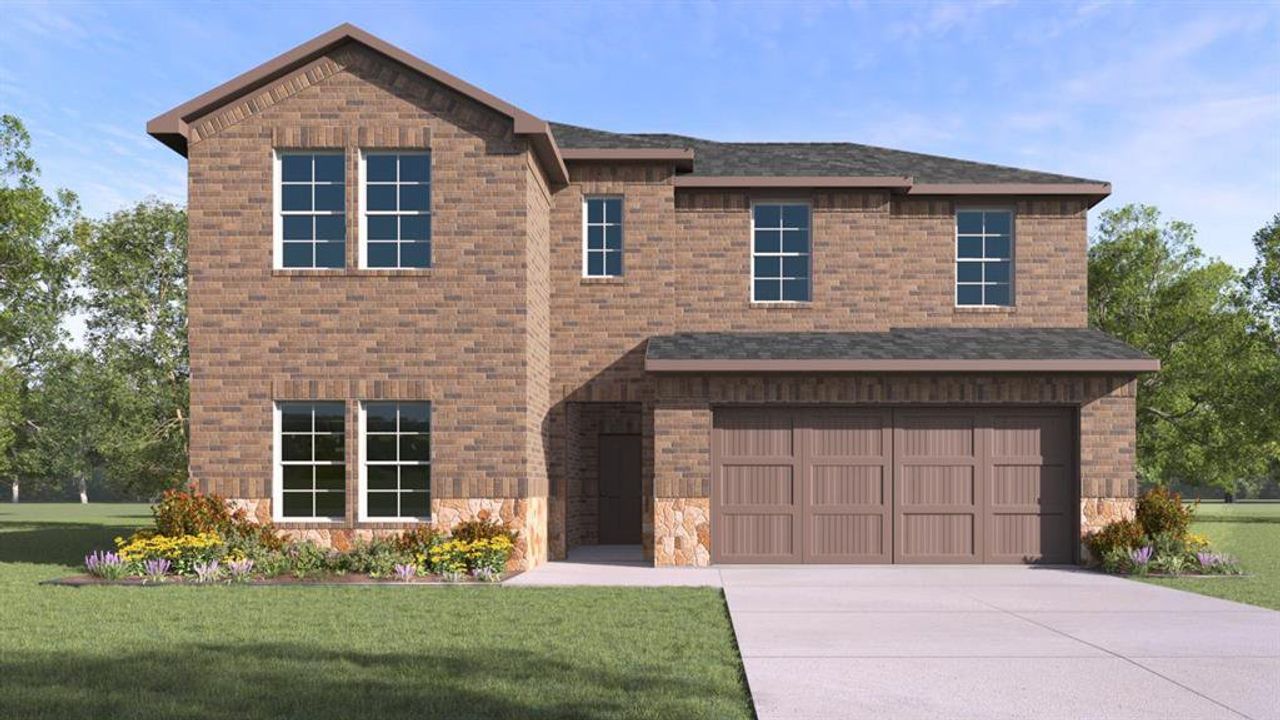 Front exterior of a new home in Liberty Crossing, Royse City, TX, highlighting curb appeal (Image 2).