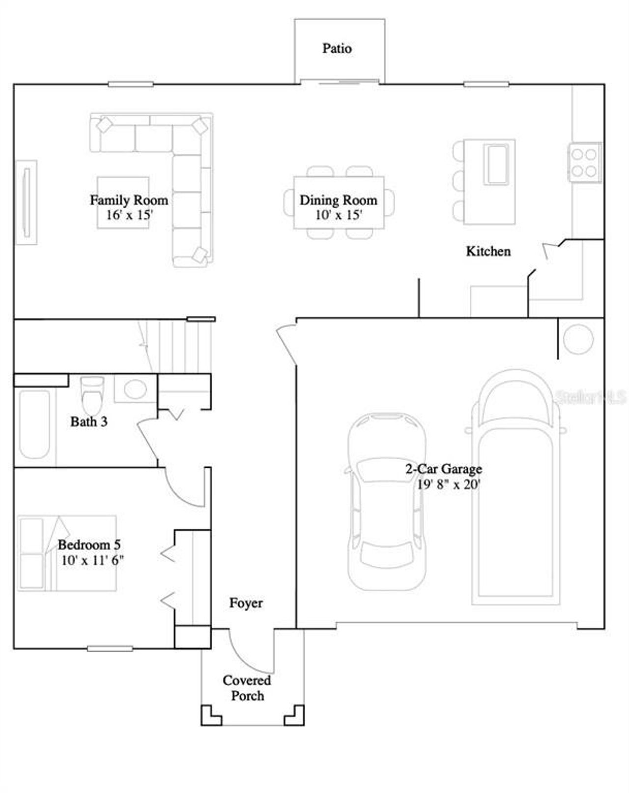 2D floor plan layout of this home in Tara Forest East, Alachua, FL (Image 2). 2D floor plan layout of this home in Tara Forest East, Alachua, FL (Image 2).