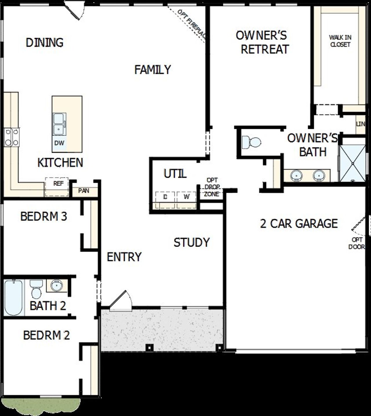 2D floor plan layout of this home in Encore at Harmony, Harrisburg, NC (Image 2).