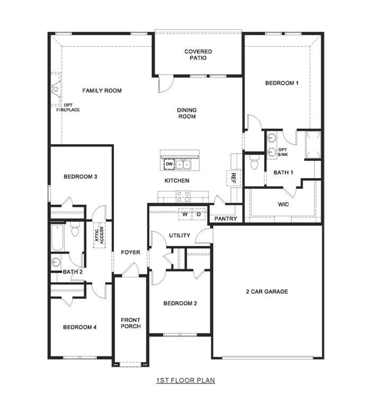 2D floor plan layout of this home in Windrose, Pilot Point, TX (Image 2).