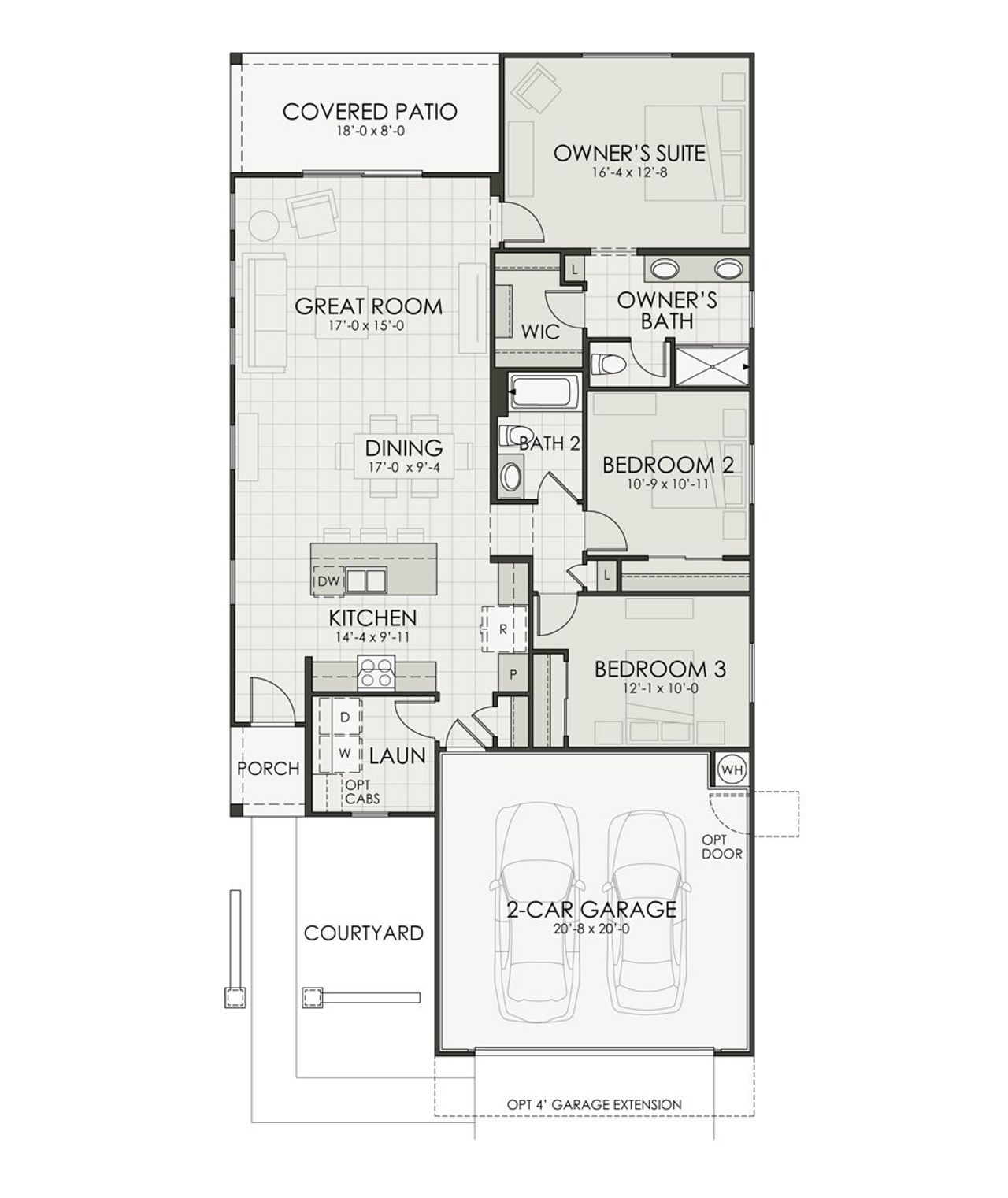 2D floor plan layout for the Plan 1520 by Homes by Towne in Laveen Vistas III, Laveen, AZ (Image 2).