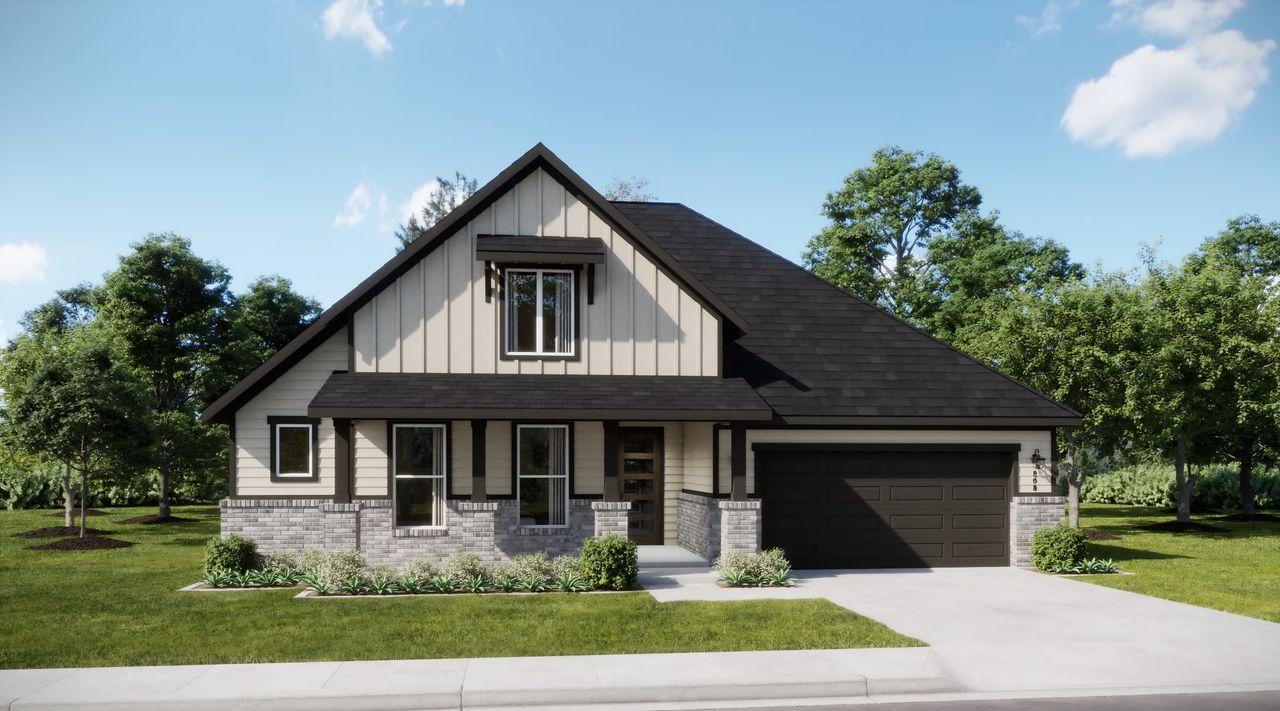 Representative exterior photo of a completed home built from the Solara by Risewell Homes in Lovers Landing, Forney, TX (Image 2).