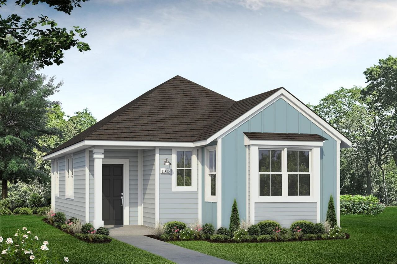 Representative exterior photo of a completed home built from the Harvest Ridge 1105 by Brohn Homes in Harvest Ridge, Elgin, TX (Image 2).