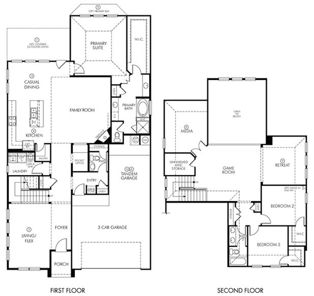 2D floor plan layout of this home in Pine Lake Cove - Classic Series, Montgomery, TX (Image 2).