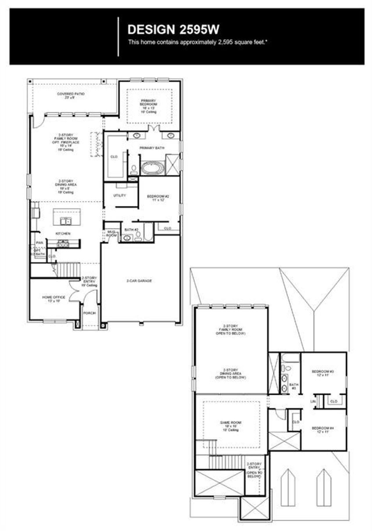 2D floor plan layout of this home in M3 Ranch, Mansfield, TX (Image 2).