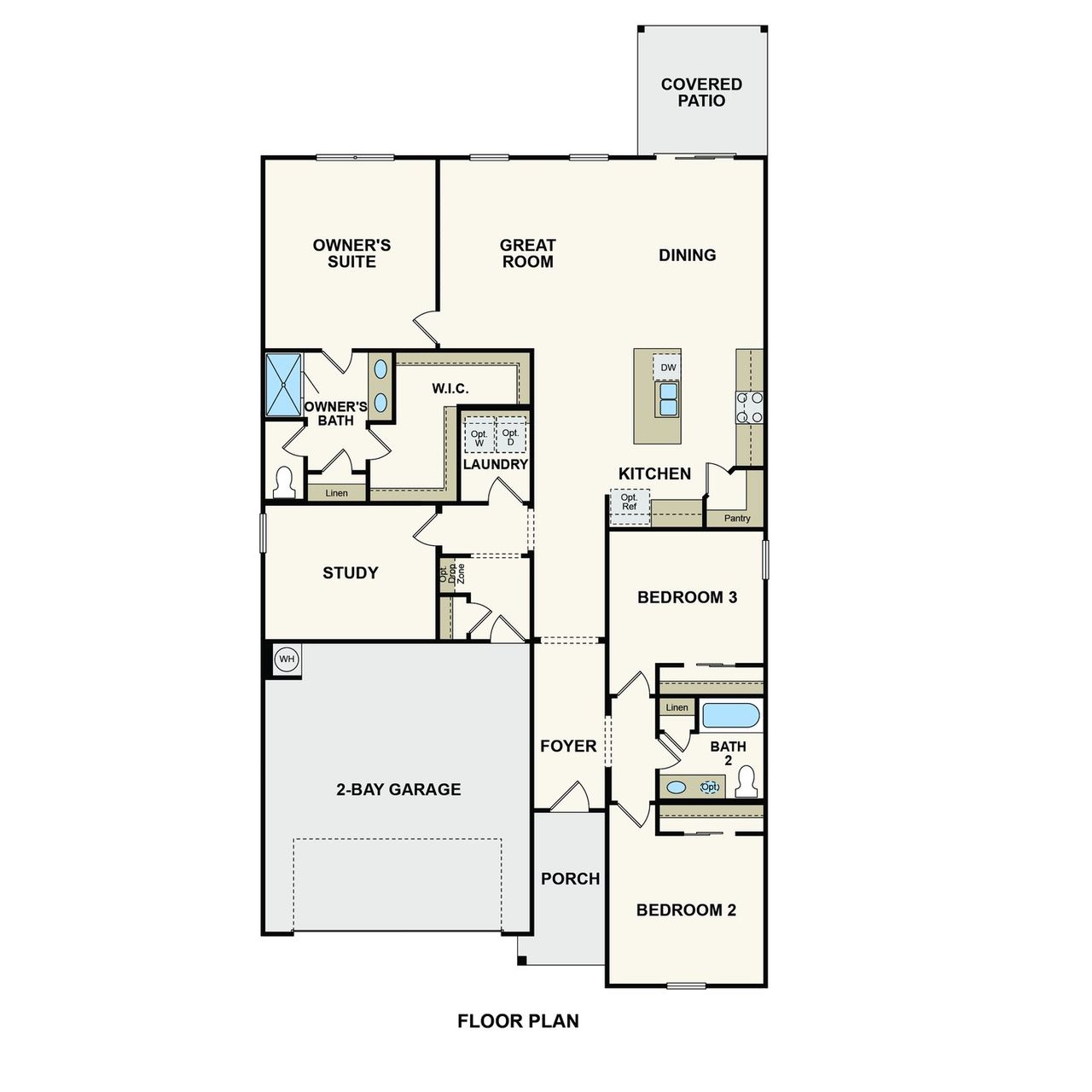 2D floor plan layout for the Travis by Century Communities in Tributary, Dallas, GA (Image 2).
