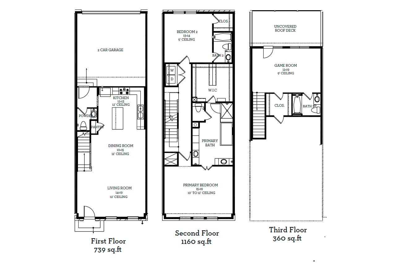 2D floor plan layout of this home in 1897 Townhomes at Downtown Plano, Plano, TX (Image 2).