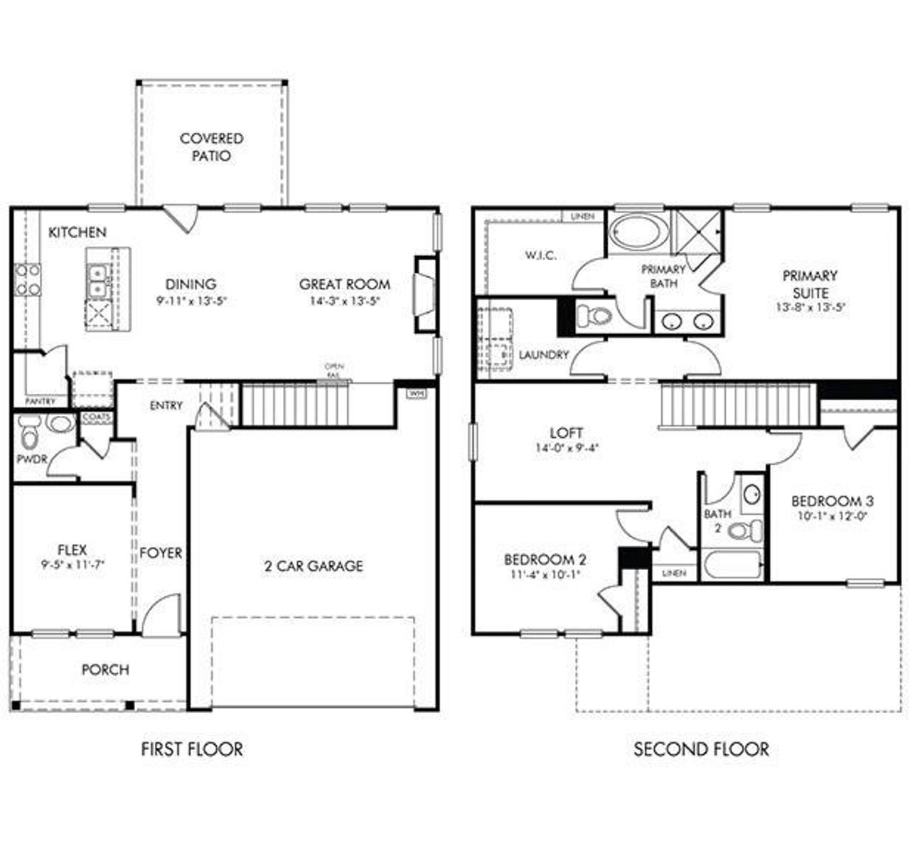 2D floor plan layout of this home in Ivey Township, Dallas, GA (Image 2).