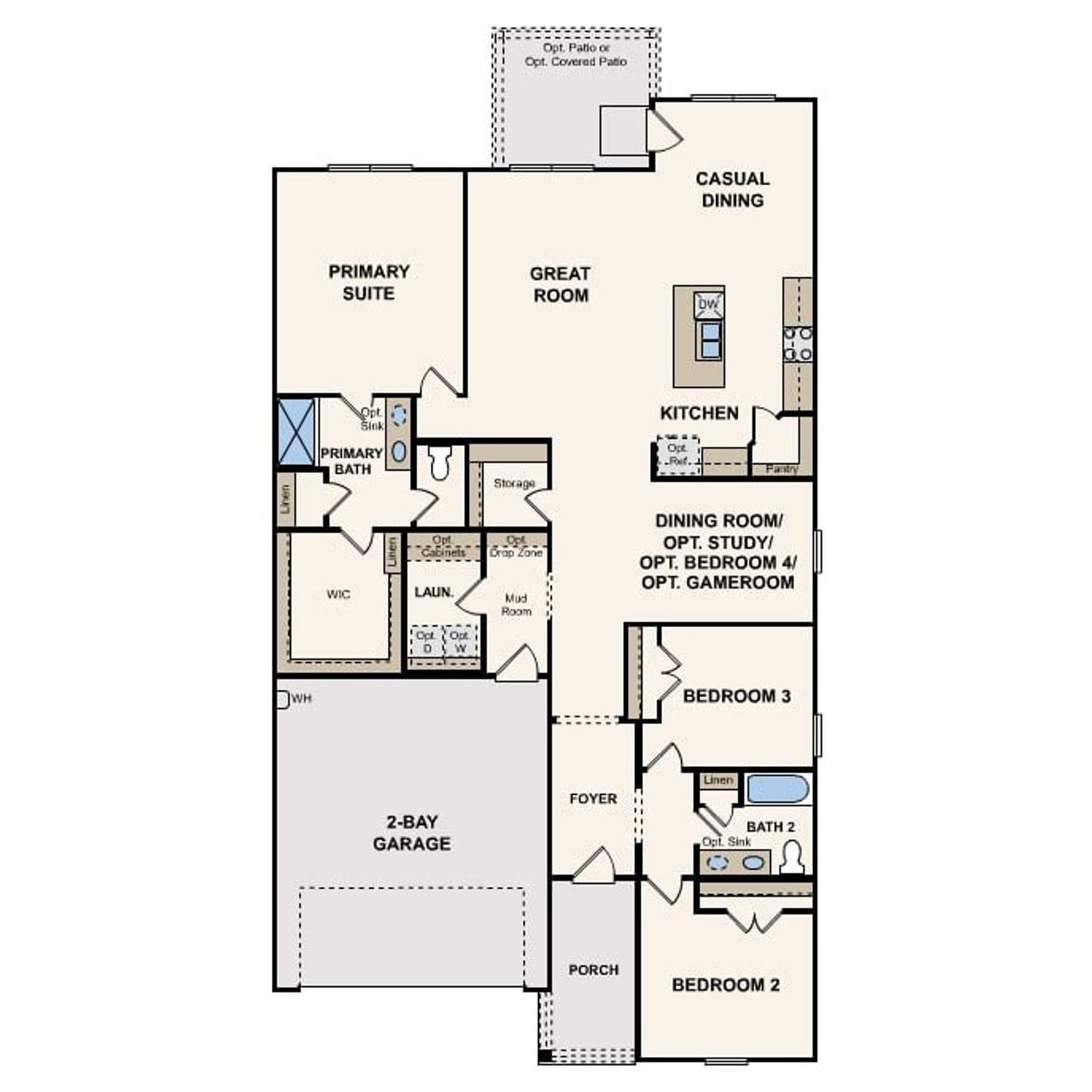 2D floor plan layout for the Davis by Century Communities in Woodshore, Clute, TX (Image 2). 2D floor plan layout for the Davis by Century Communities in Woodshore, Clute, TX (Image 2).