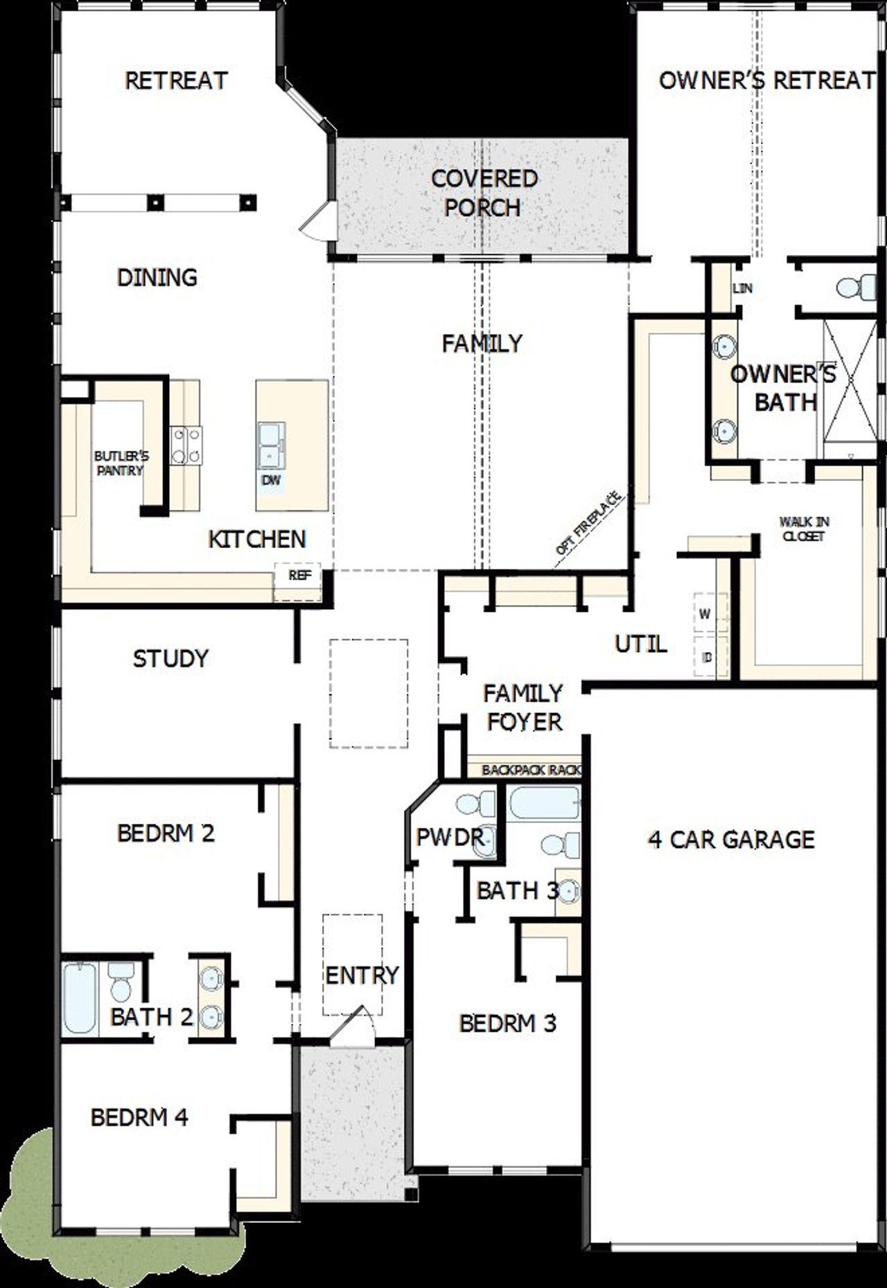 2D floor plan layout of this home in Jordan Ranch 70' Homesites, Fulshear, TX (Image 2).