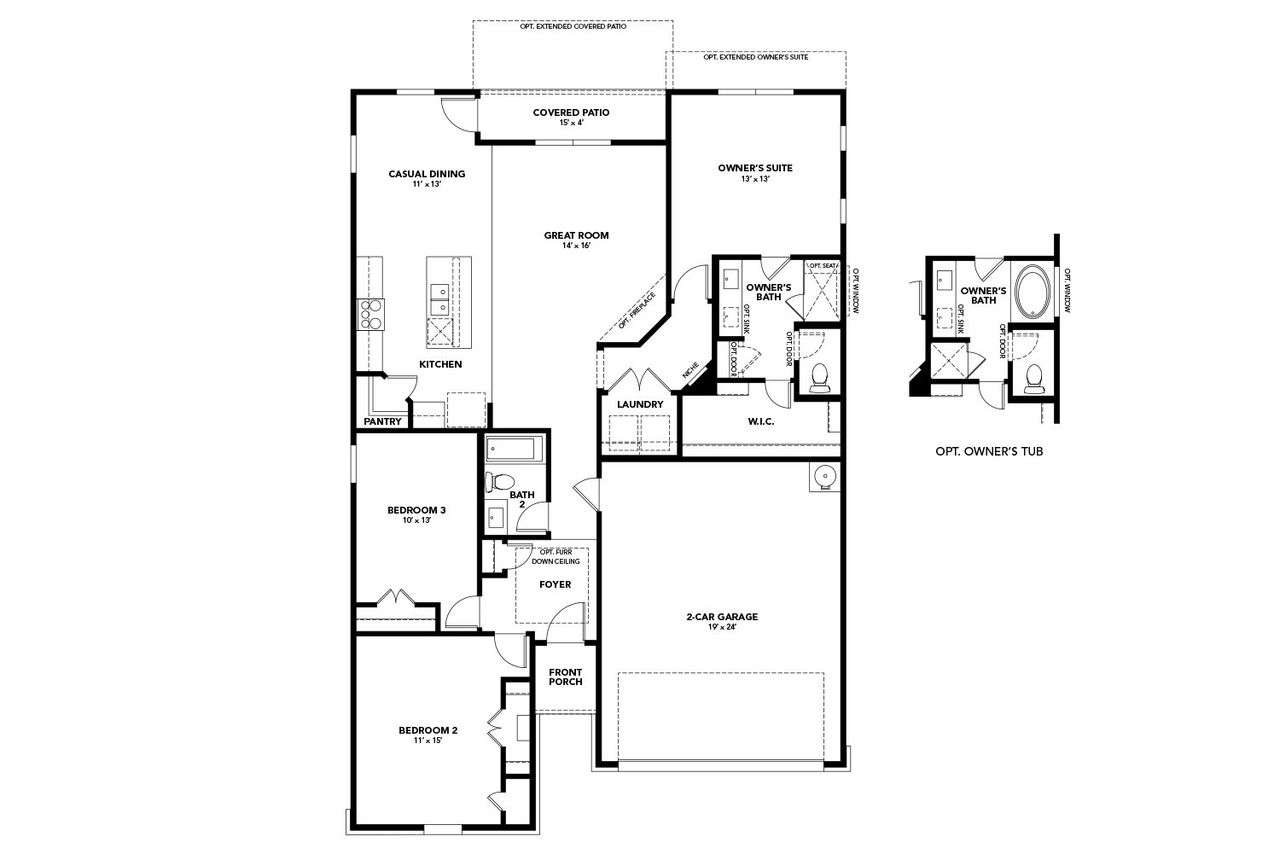 2D floor plan layout of this home in Opal Ranch, Kyle, TX (Image 2).