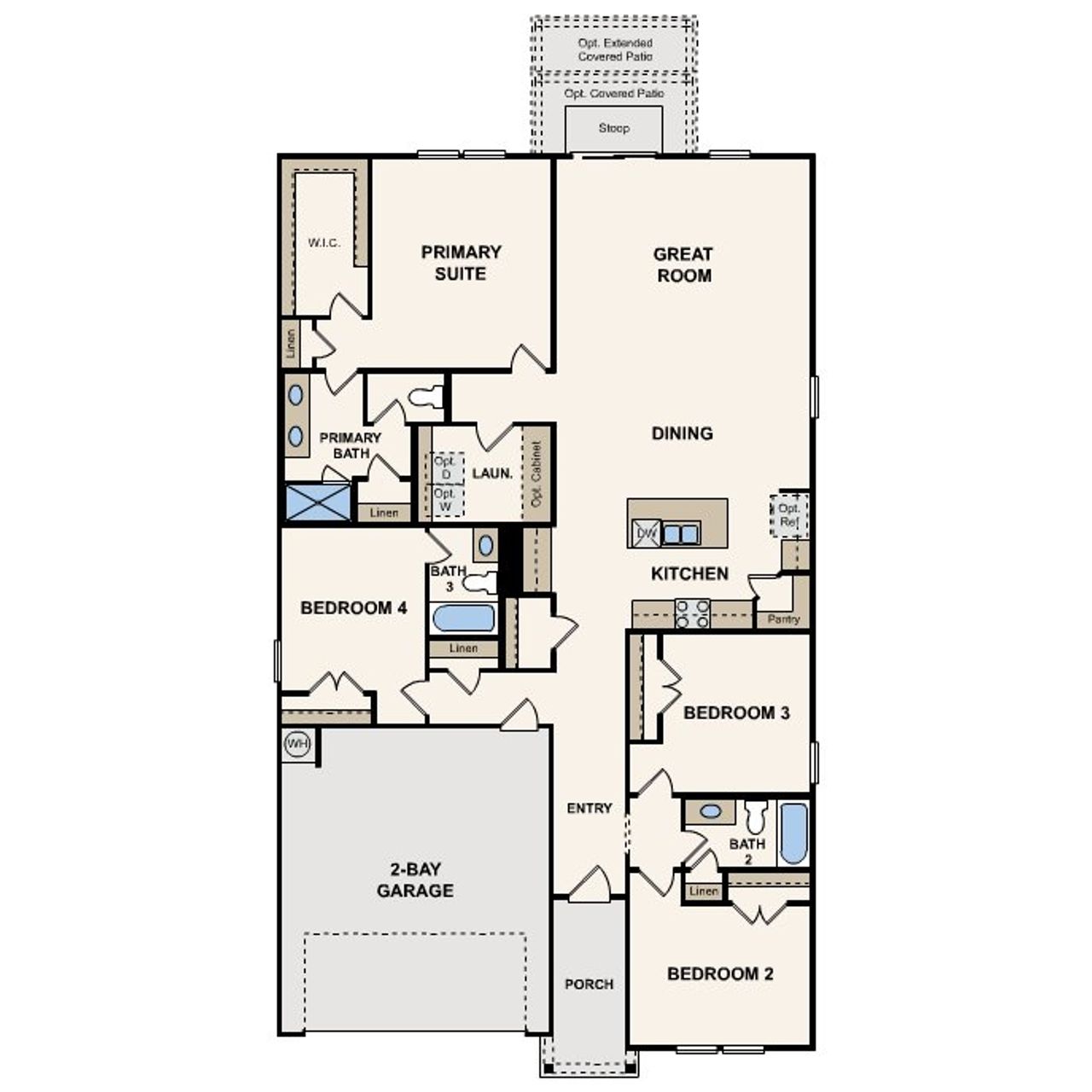 2D floor plan layout of this home in Hiddenbrooke, Seguin, TX (Image 2).