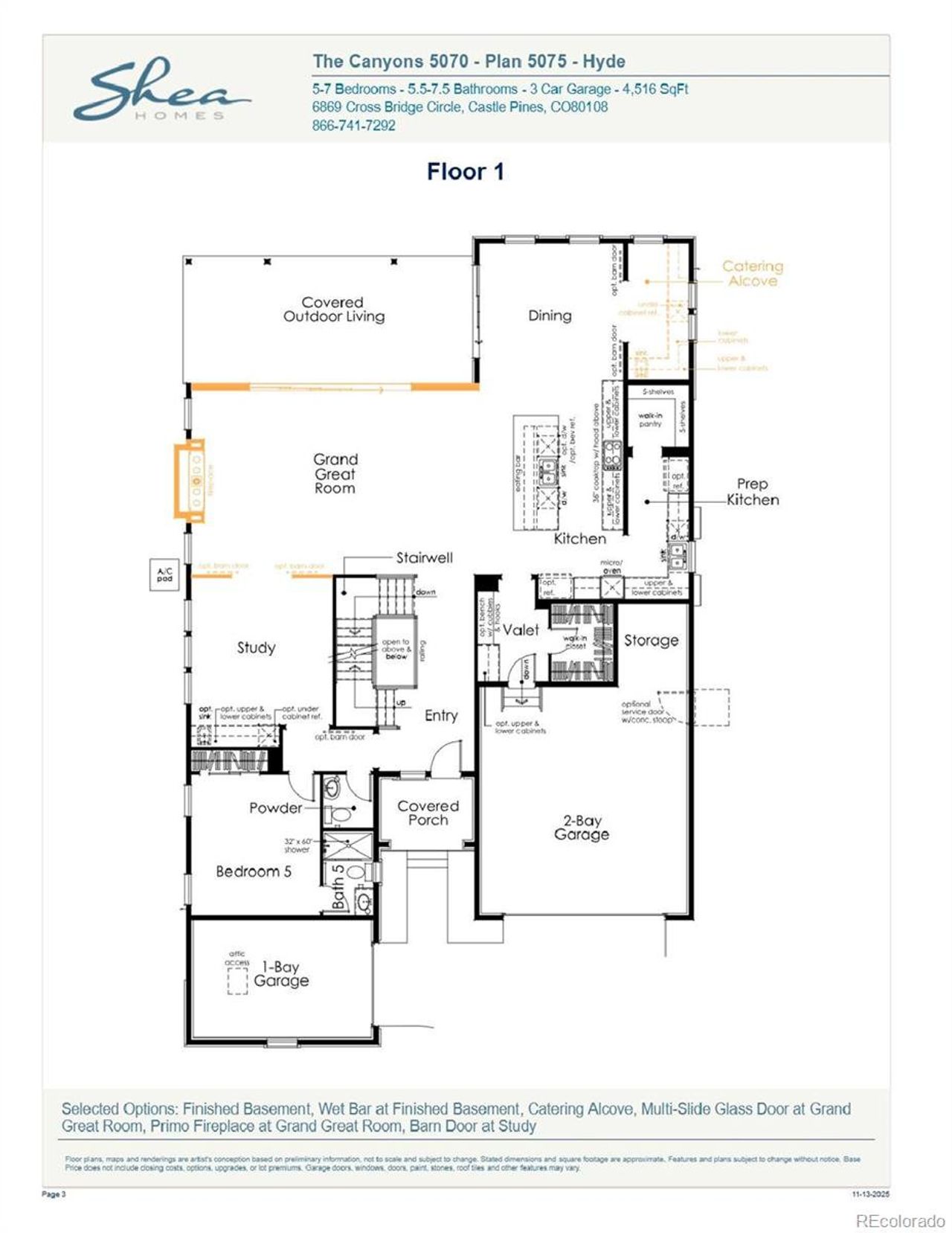 2D floor plan layout of this home in , Castle Pines, CO (Image 2).