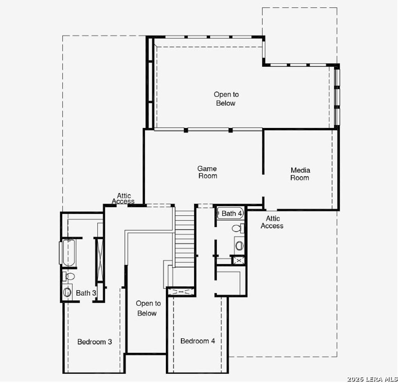 2D floor plan layout of this home in Megan's Landing, Castroville, TX (Image 2).